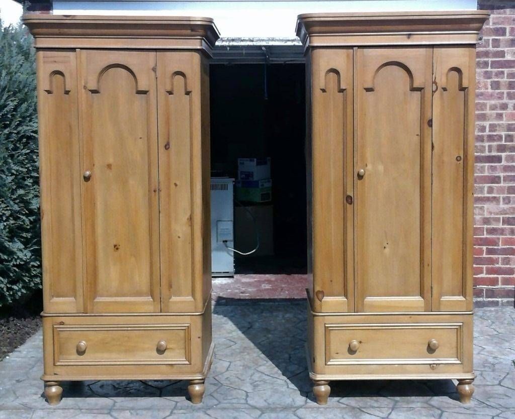 Matching Pair Of Solid Wood Wardrobes – Cottage Style, Single Door Inside Wood Wardrobes (View 8 of 15)