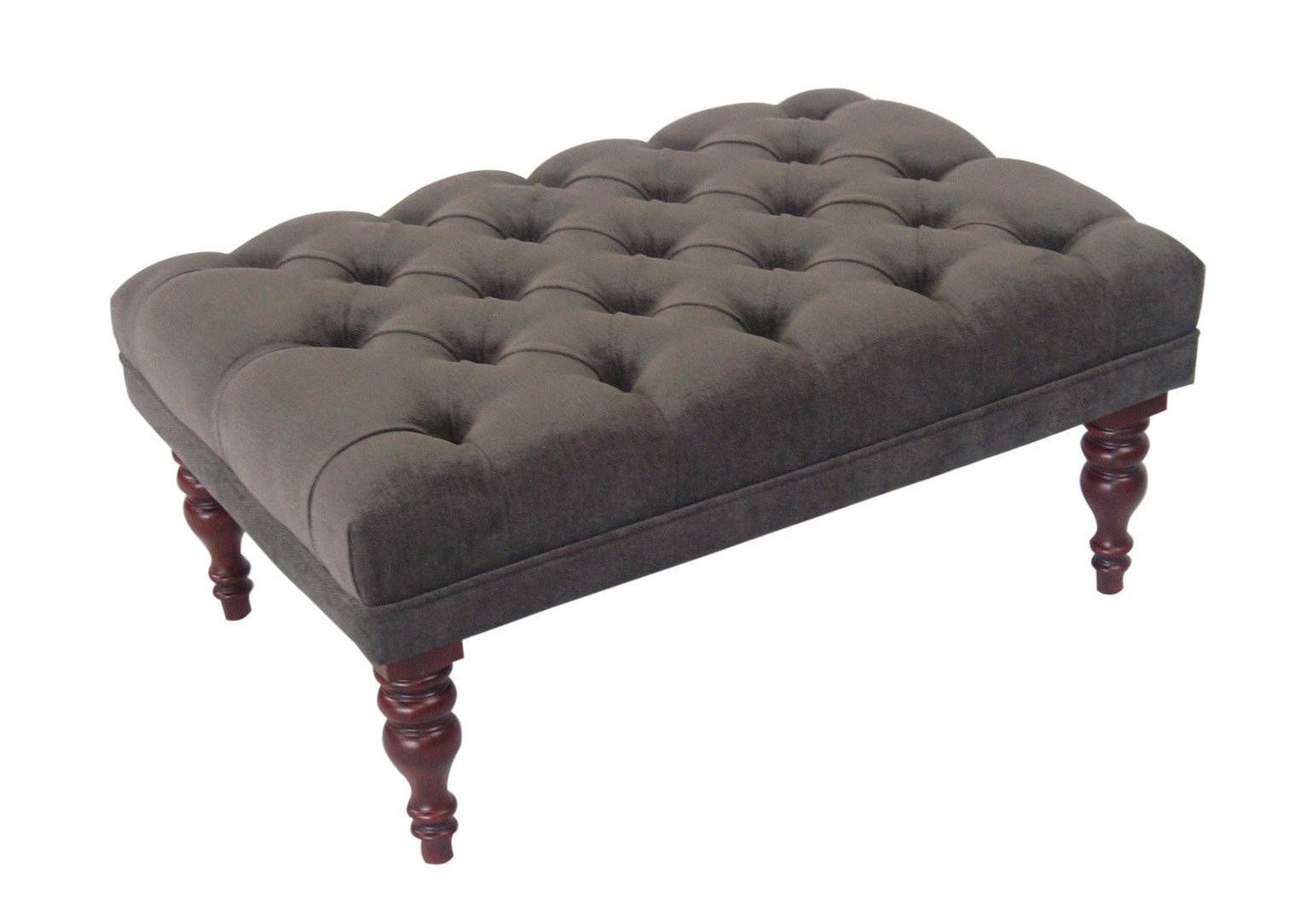 Medium Coffee Table/footstool Grey Soft Chenille Fabric Chunky Regarding Fabric Footstools (View 29 of 30)