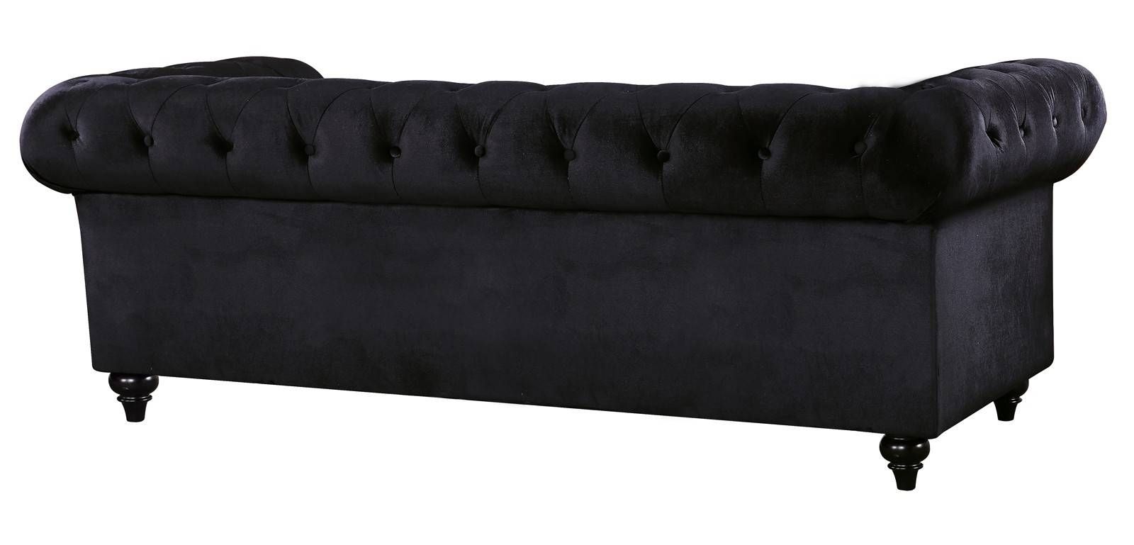 Meridian Chesterfield Velvet Sofa In Black 662bl S Intended For Chesterfield Black Sofas (Photo 13 of 30)