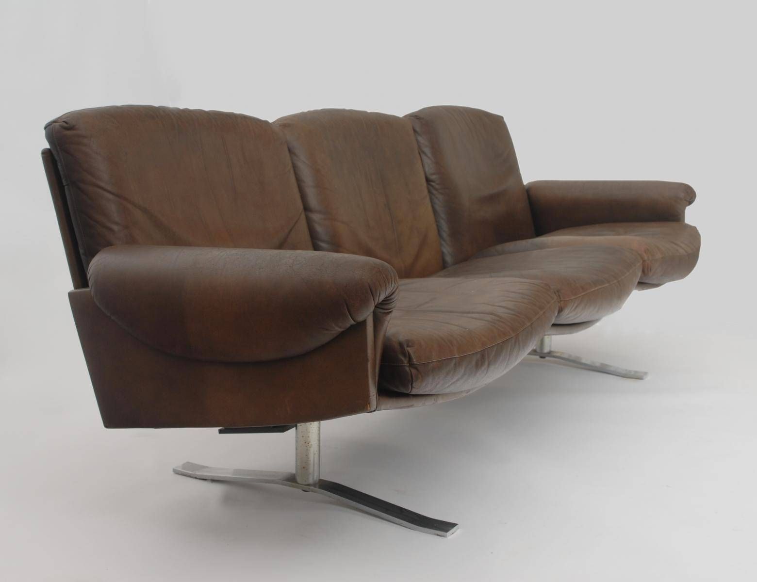 Mid Century German 3 Seater Leather Sofa For Sale At Pamono Throughout 3 Seater Leather Sofas (View 19 of 30)