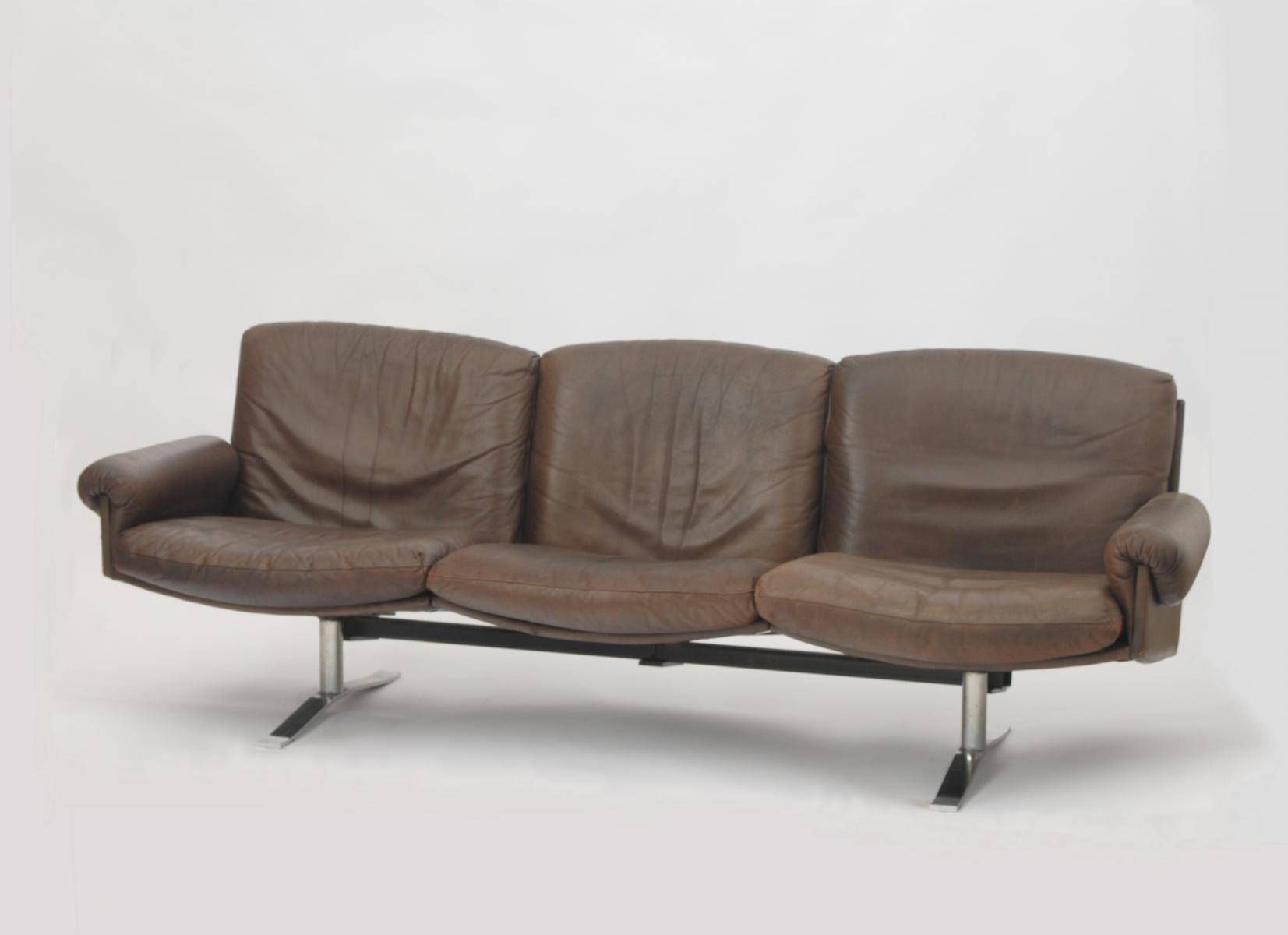 Mid Century German 3 Seater Leather Sofa For Sale At Pamono Within 3 Seater Leather Sofas (View 16 of 30)