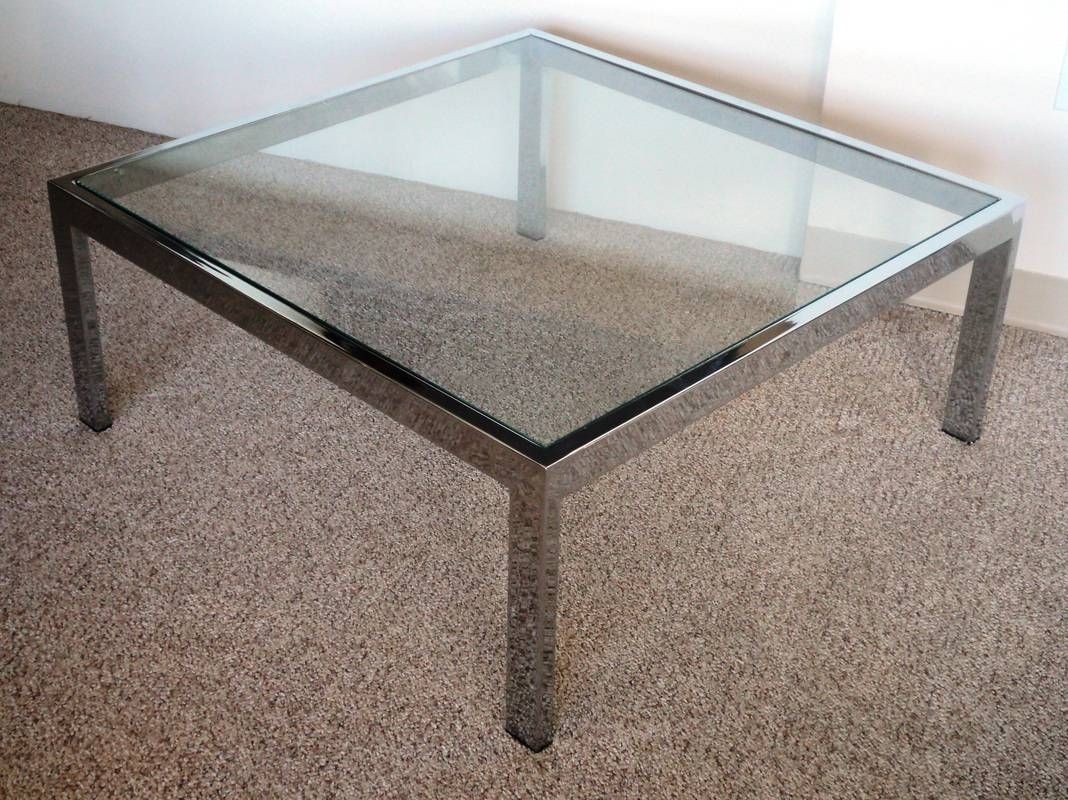 Mid Century Modern Chrome & Glass Coffee Table – Julesmoderne Intended For Chrome Glass Coffee Tables (View 14 of 30)