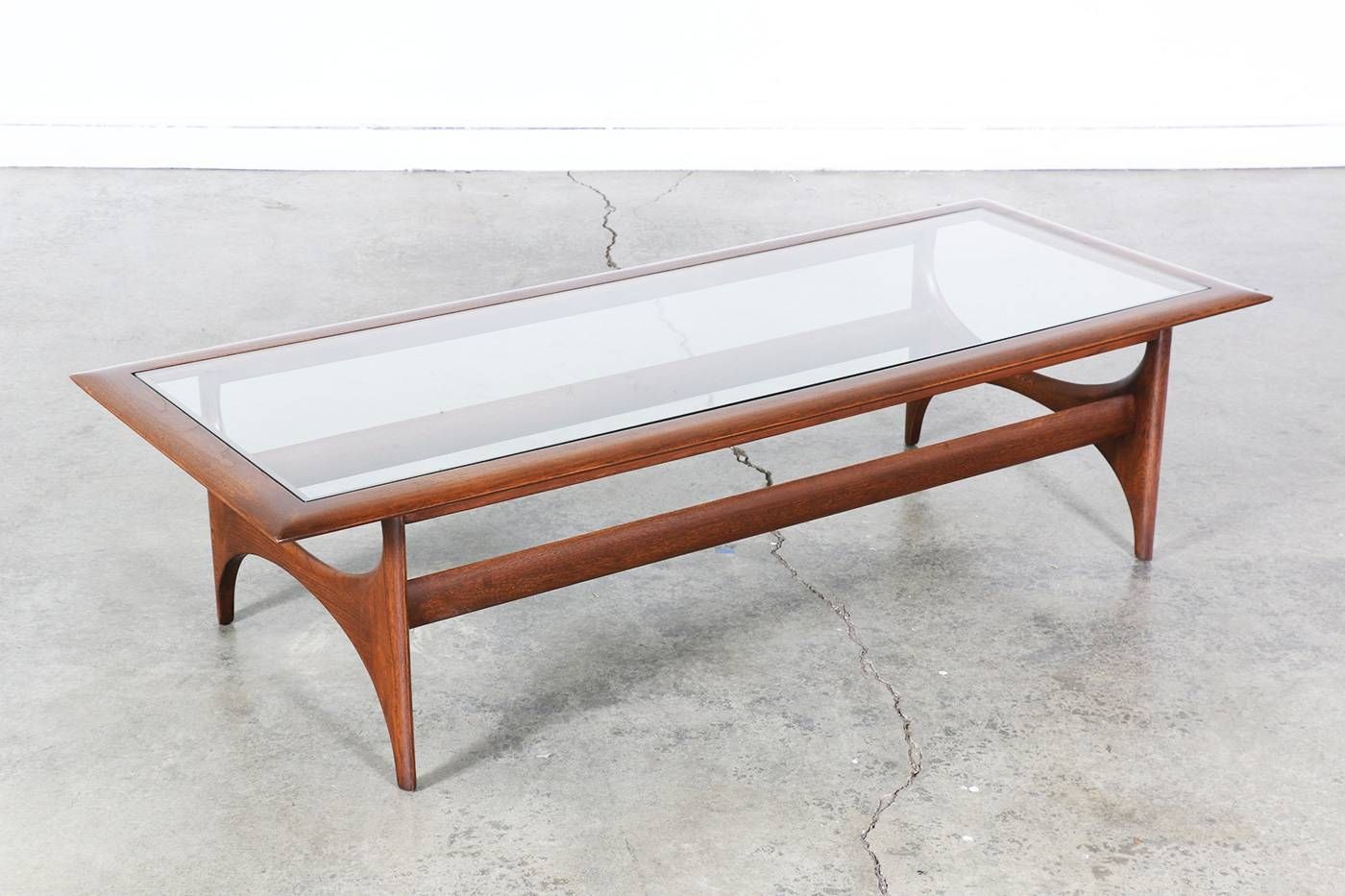 Mid Century Sculptural Coffee Table W/ Glass Toplane | Vintage With Regard To Retro Glass Top Coffee Tables (View 20 of 30)