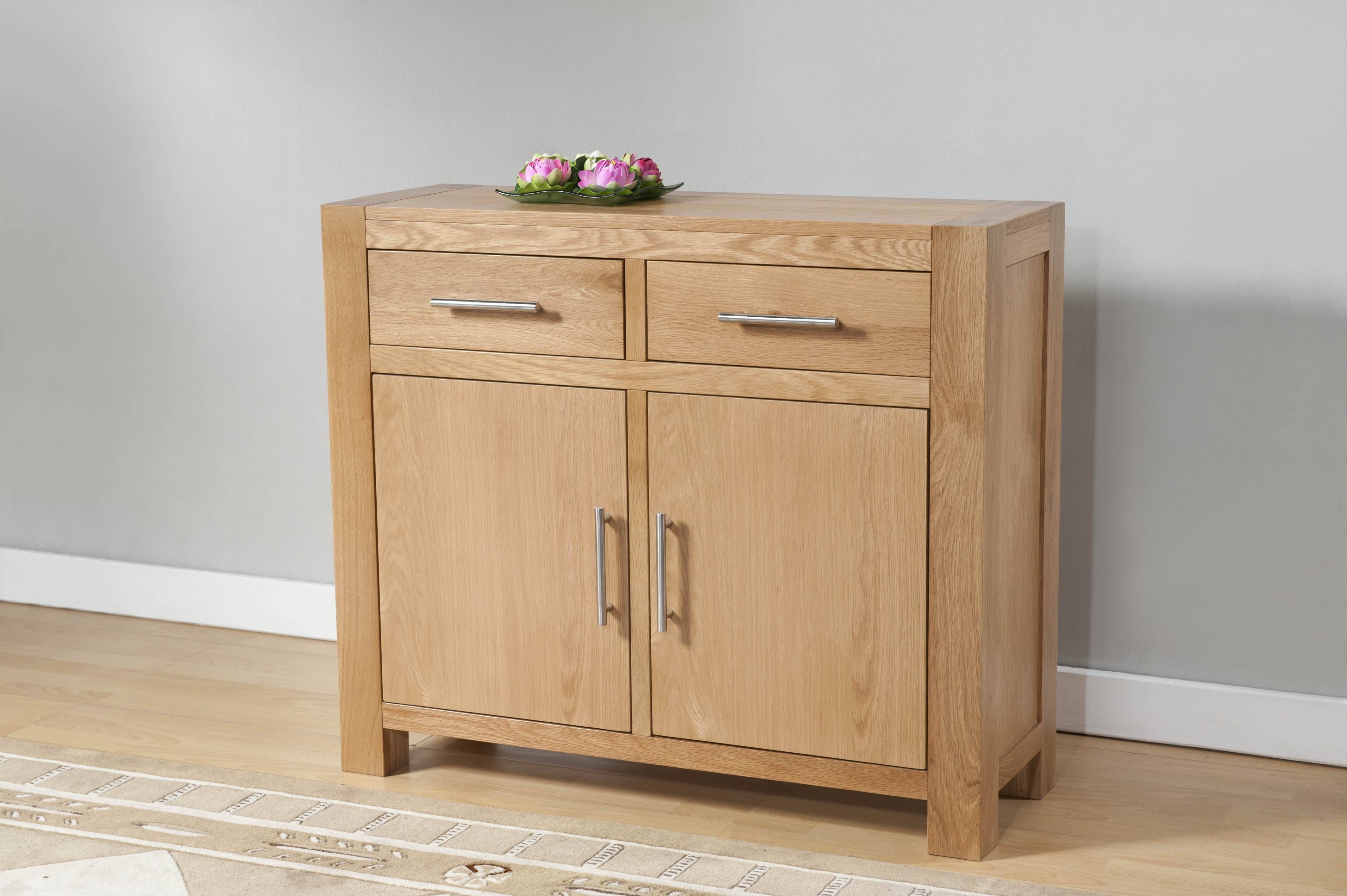 Milano Oak 2 Door 2 Drawer Small Sideboard | Oak Furniture Solutions For Small Sideboards With Drawers (View 12 of 30)