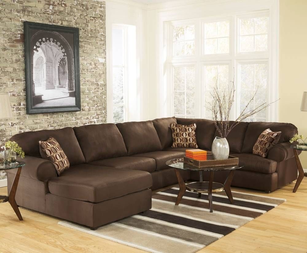 Minimalist Chocolate Leather Sectional Sofa Sleeper Cotton Cover Regarding Coffee Table For Sectional Sofa (Photo 12 of 30)