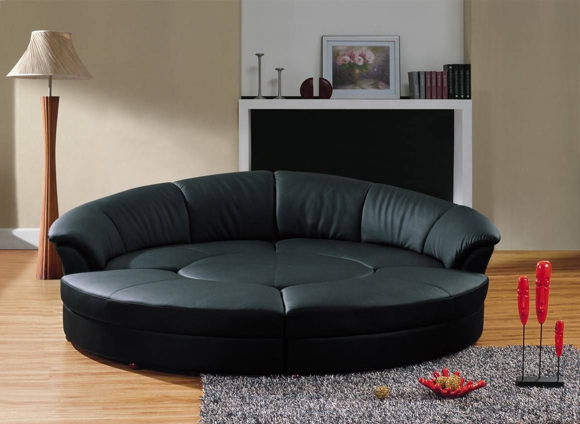 Modern Black Leather Circular Sectional Sofa Intended For Circle Sectional Sofa (View 11 of 30)