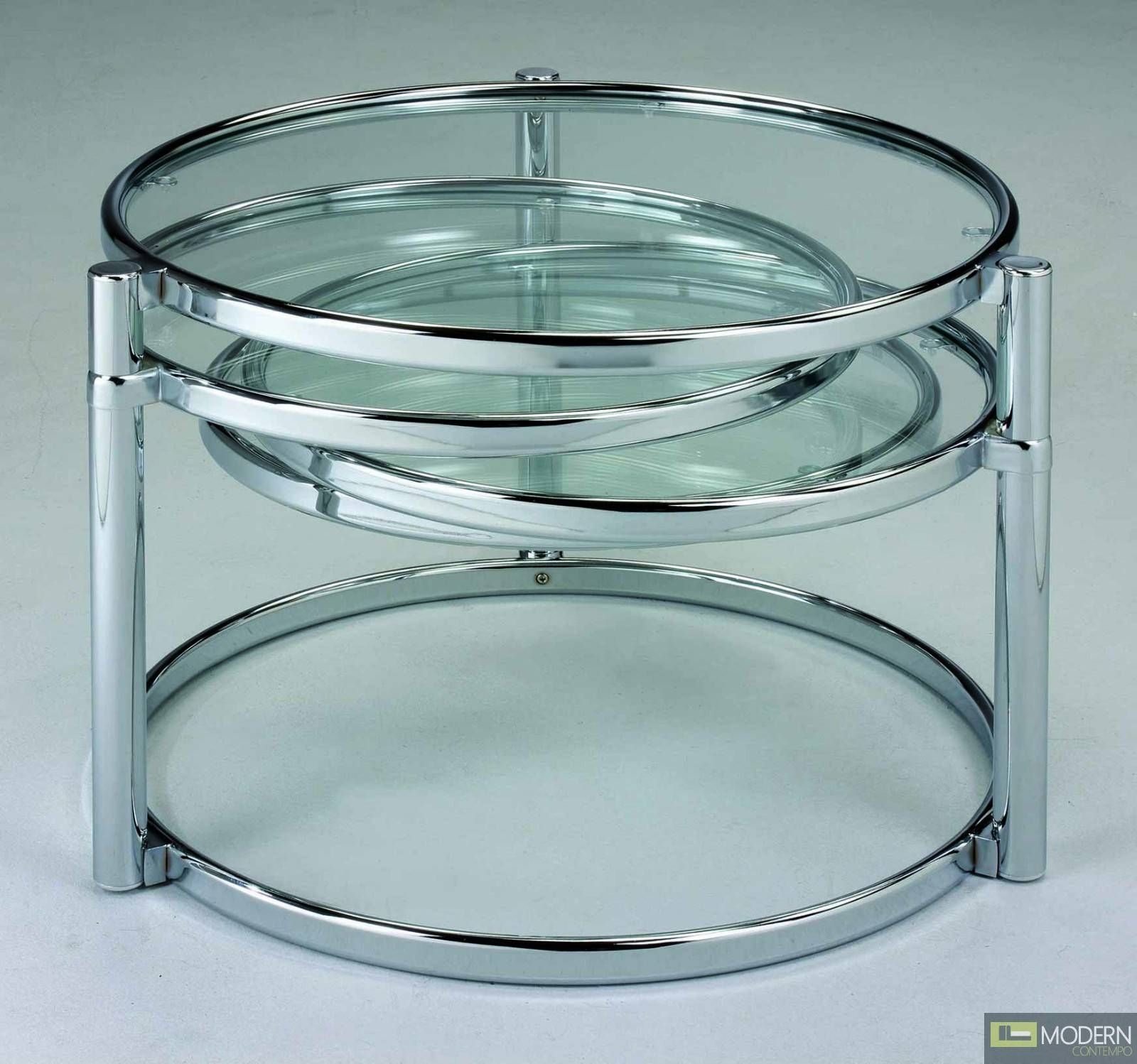 Modern Contemporary Chrome Swivel Glass Coffee Cocktail Table Zcota15 Intended For Swivel Coffee Tables (Photo 28 of 30)