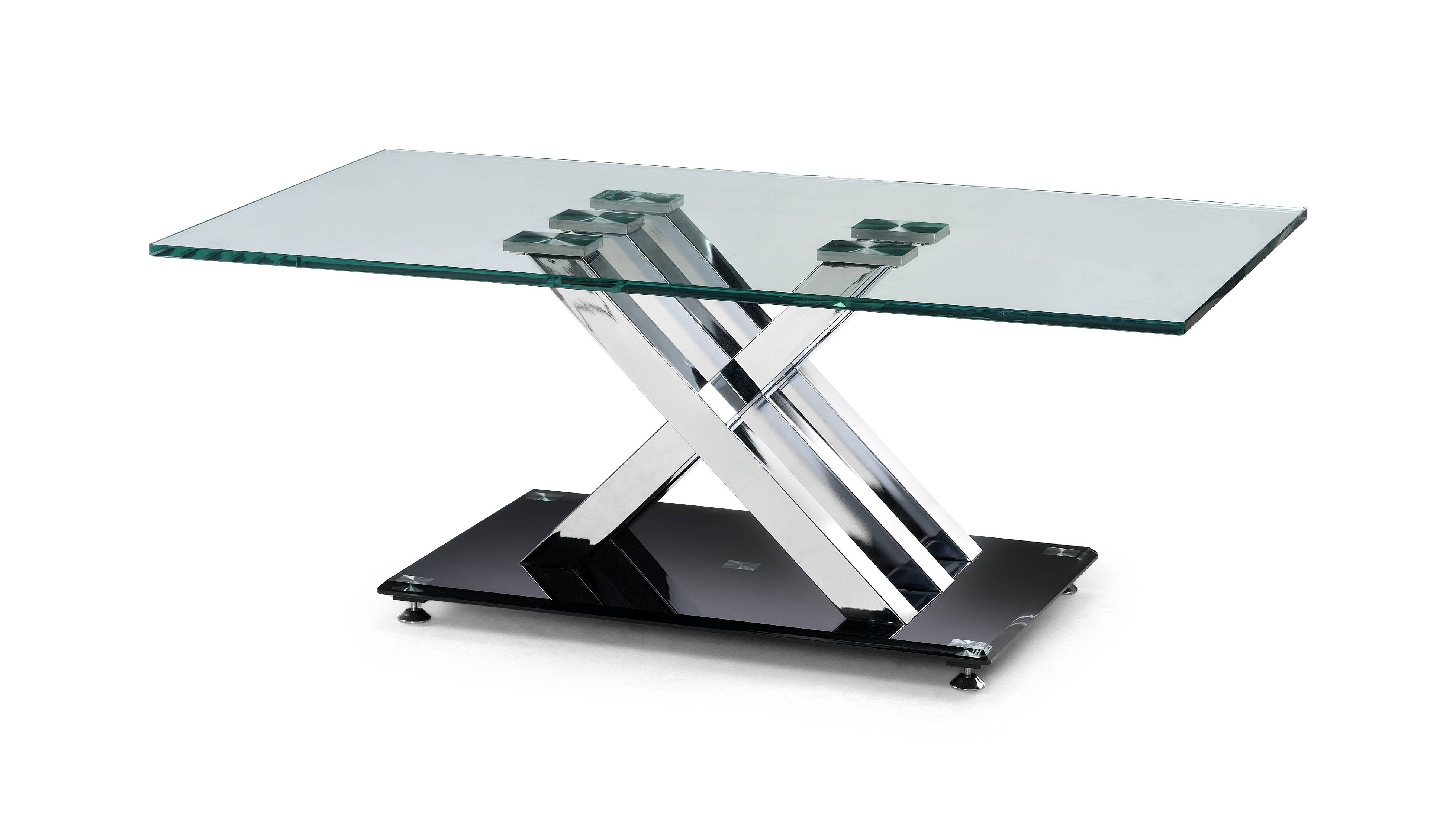 Modern Glass Coffee Table Chrome Finish Tempered Glass Surface With Chrome Coffee Table Bases (View 21 of 30)