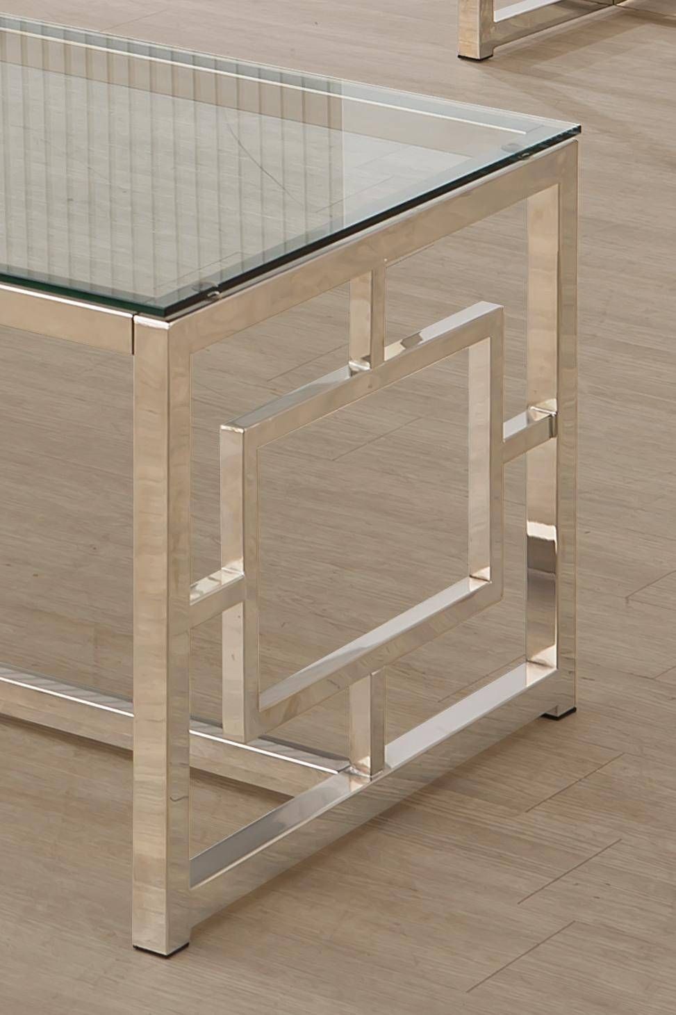 Modern Glass Metal Coffee Table Living Room Contemporary Throughout Glass Metal Coffee Tables (View 30 of 30)