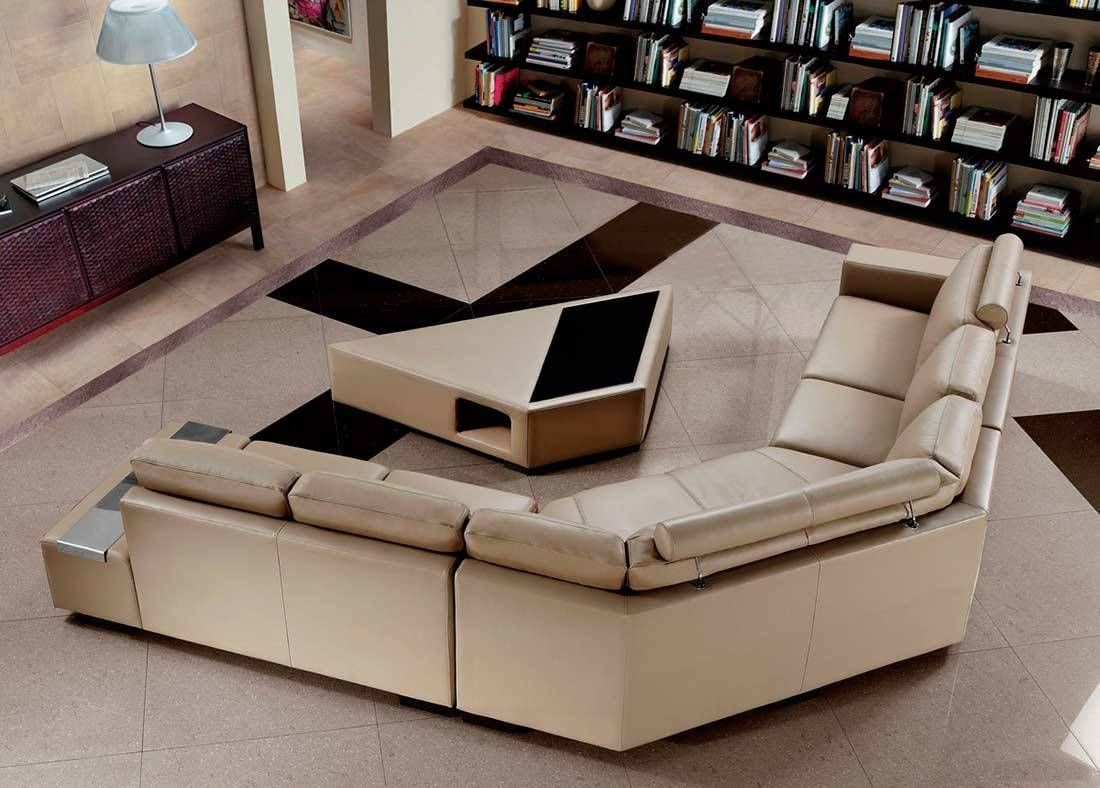 Modern Leather Sofa With Coffee Table Vg646 | Leather Sectionals With Beige Coffee Tables (View 30 of 30)