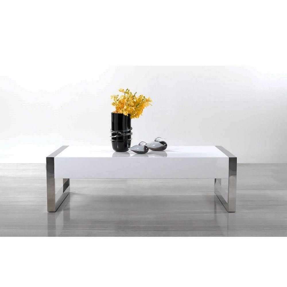 Modern White / Chrome Coffee Table 115a, J&m Furniture – Modern For Coffee Tables With Chrome Legs (View 11 of 30)
