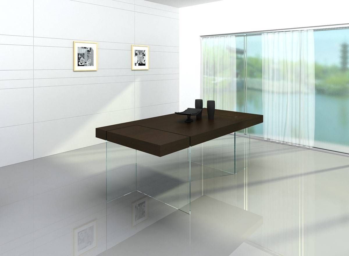 Modrest Aura – Modern Floating Tobacco Dining Table For Floating Glass Coffee Tables (View 18 of 30)