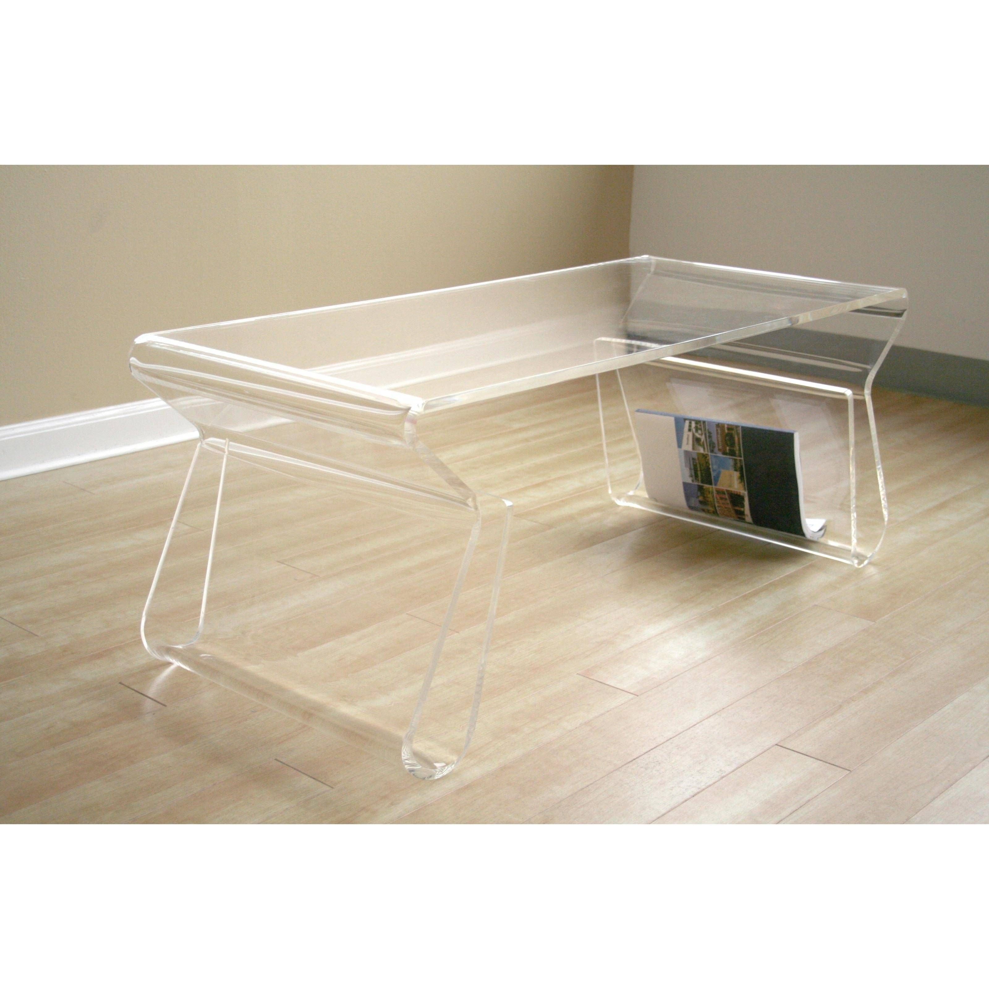 Modway Rectangle Clear Acrylic Coffee Table With Magazine Holder In Acrylic Coffee Tables With Magazine Rack (Photo 2 of 30)