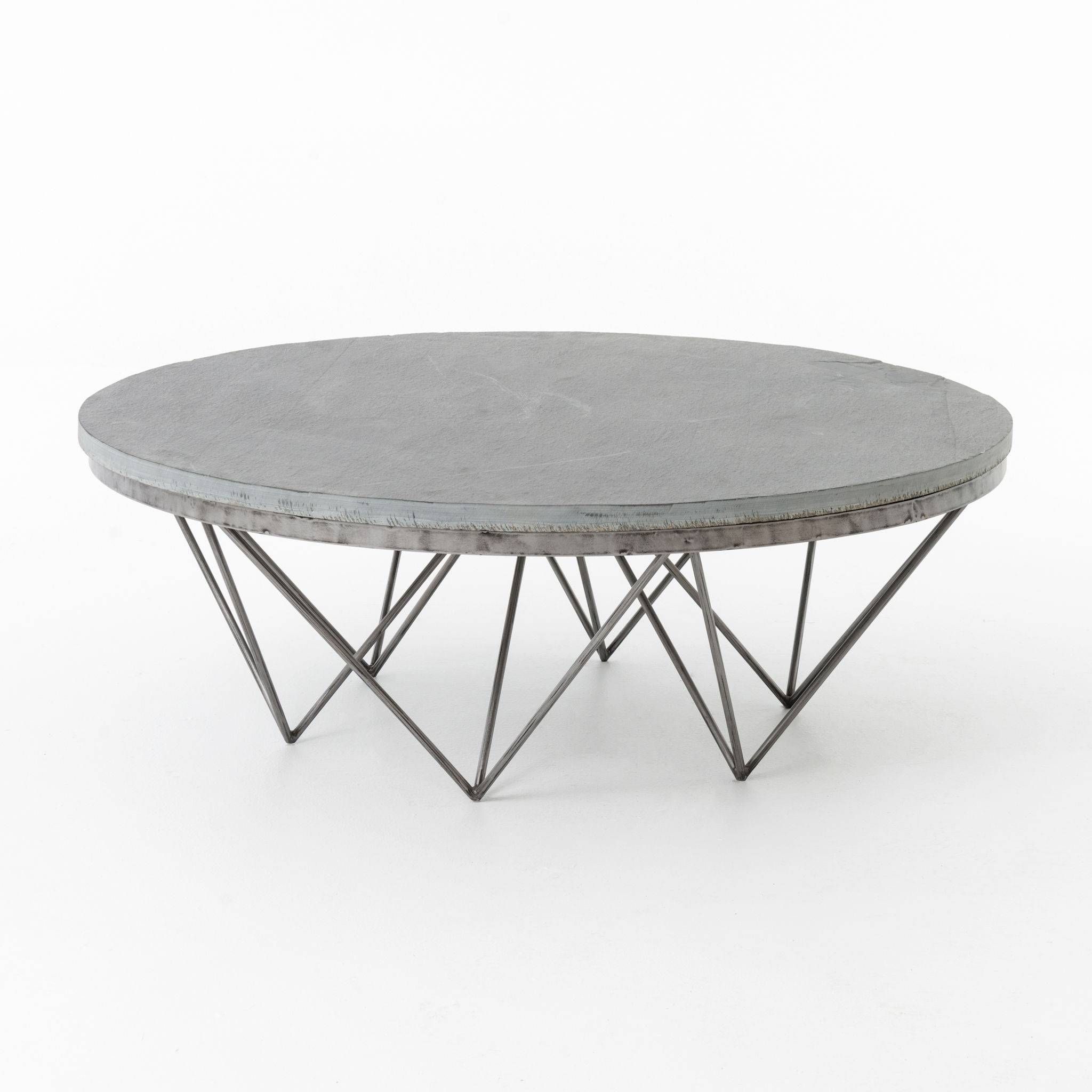 Mohena Wood And Leather Circular Coffee Table Birdsu0027 Tooled Pertaining To Quality Coffee Tables (View 10 of 30)