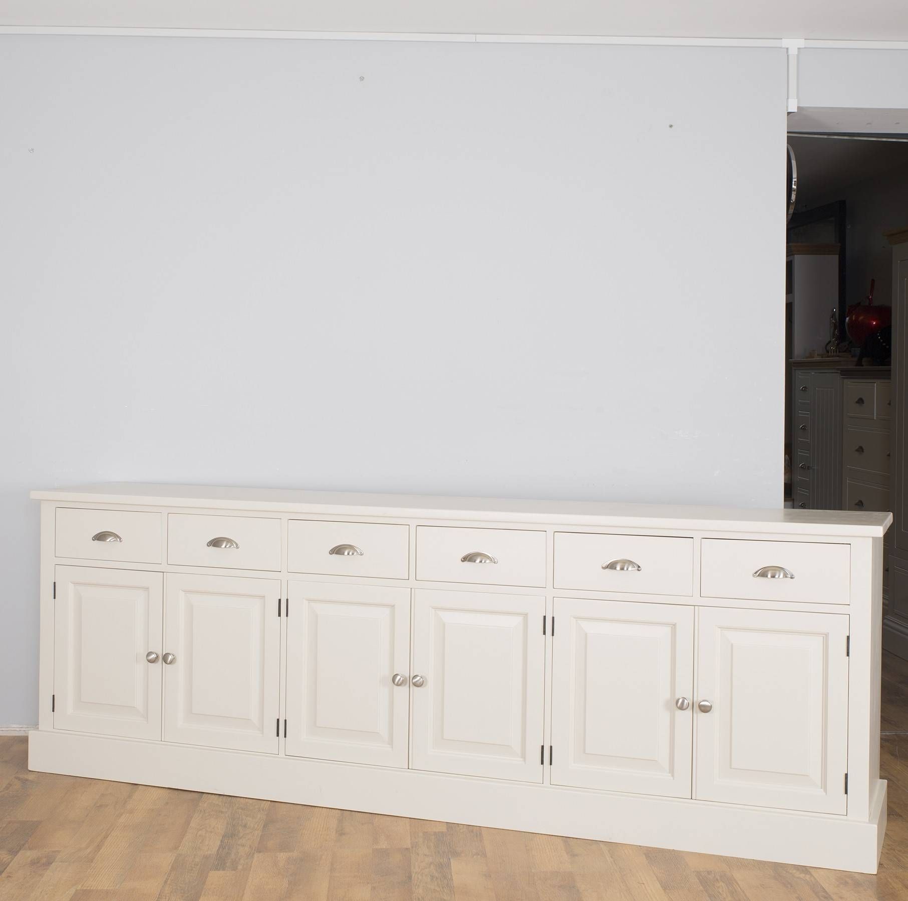 Mottisfont Solid Pine Painted Large 6 Door 6 Drawer Welsh Dresser In Large White Sideboards (Photo 1 of 30)