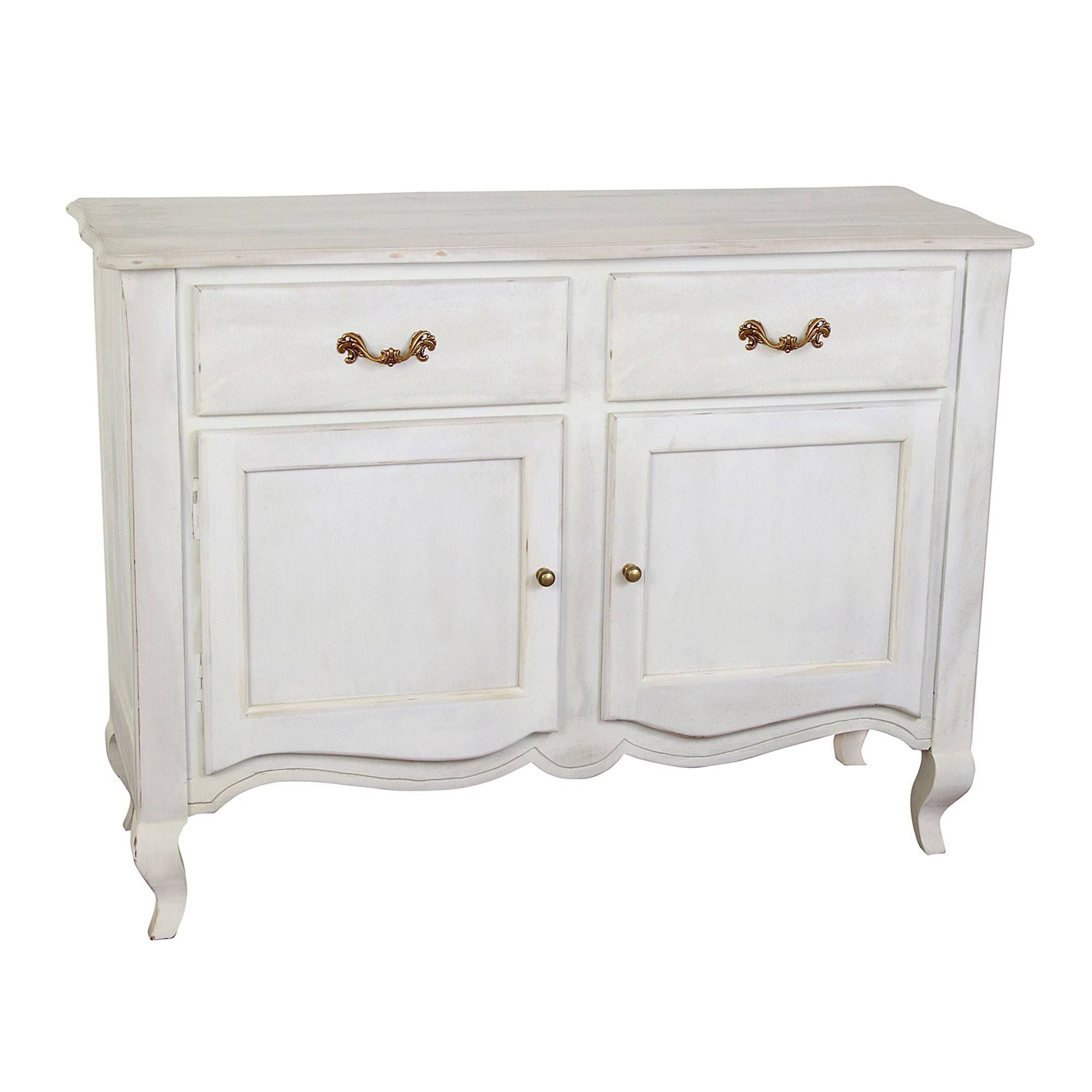 New Orleans Distressed White Finish Vintage Sideboard – Homescapes In White Distressed Finish Sideboards (Photo 6 of 30)