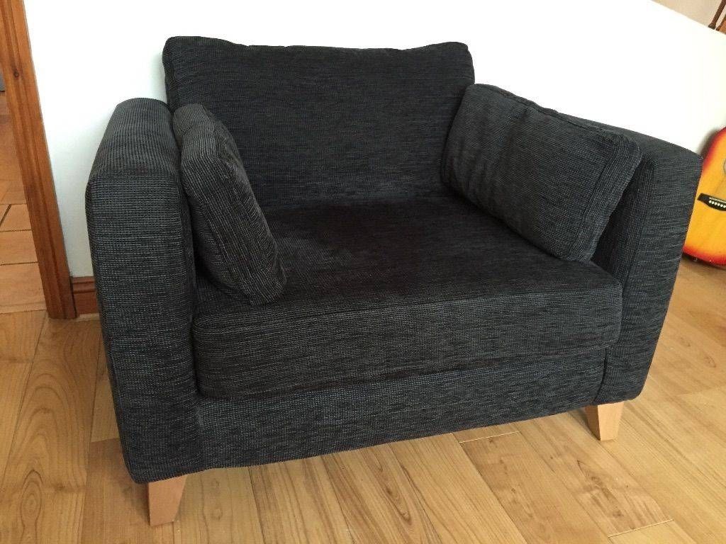 Next Dark Grey Black Fabric 2 Seater Cuddle Chair Love Seat Inside Snuggle Sofas (View 8 of 30)