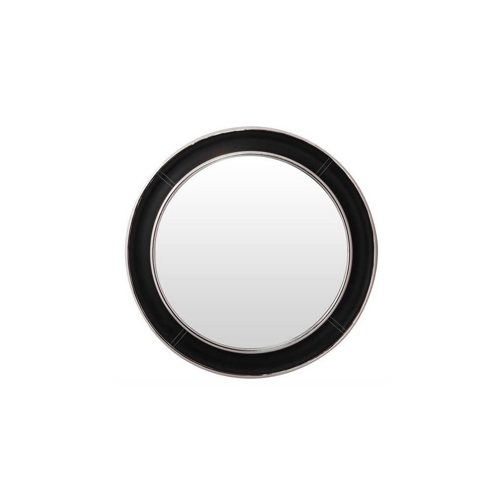 Nickle & Black Leather Round Mirror | Mirrors | Ido Interior Within Leather Round Mirrors (View 19 of 25)