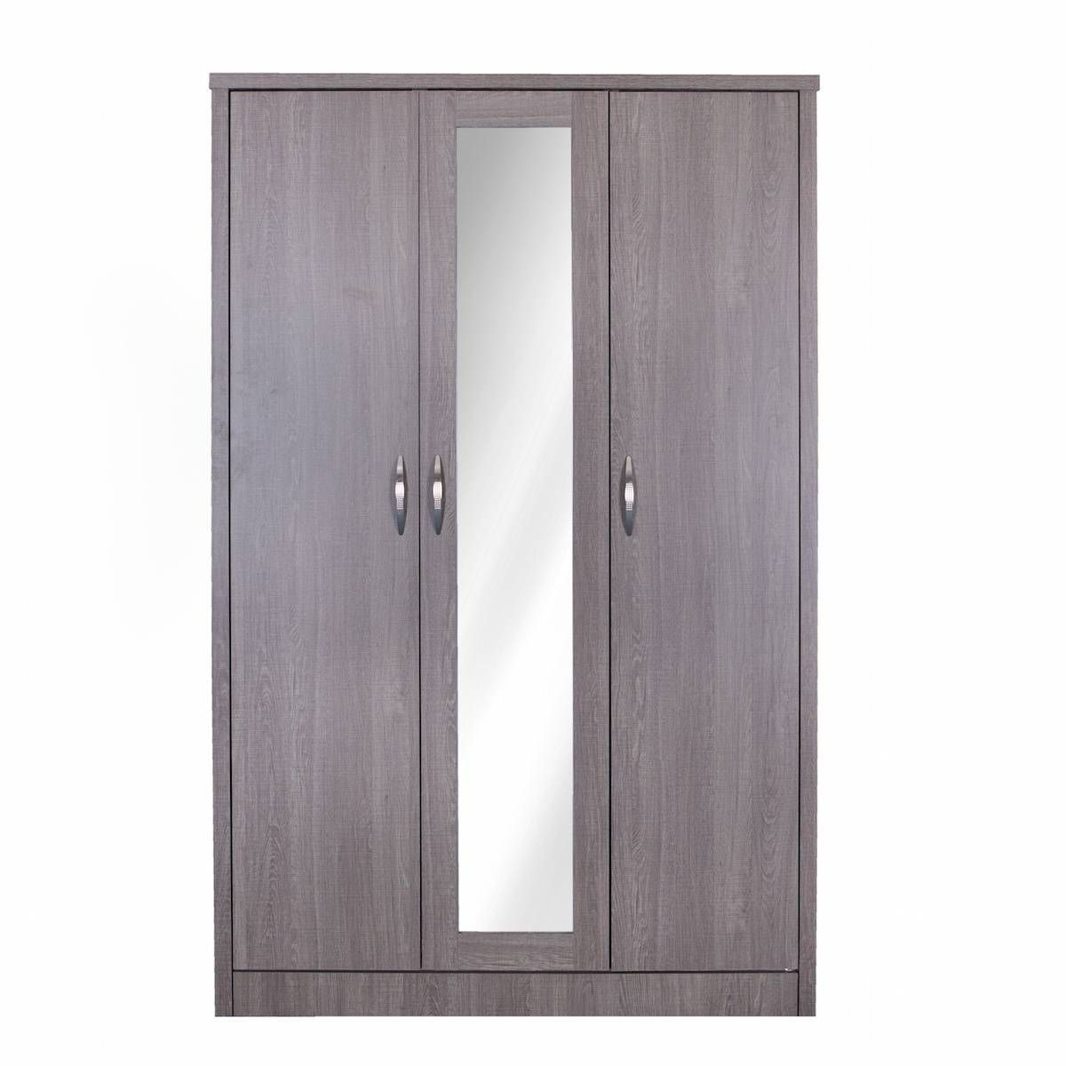 Novo 3 Door Wardrobe Stone Grey | Wardrobes | Lifestyle Furniture With Grey Wardrobes (View 13 of 15)