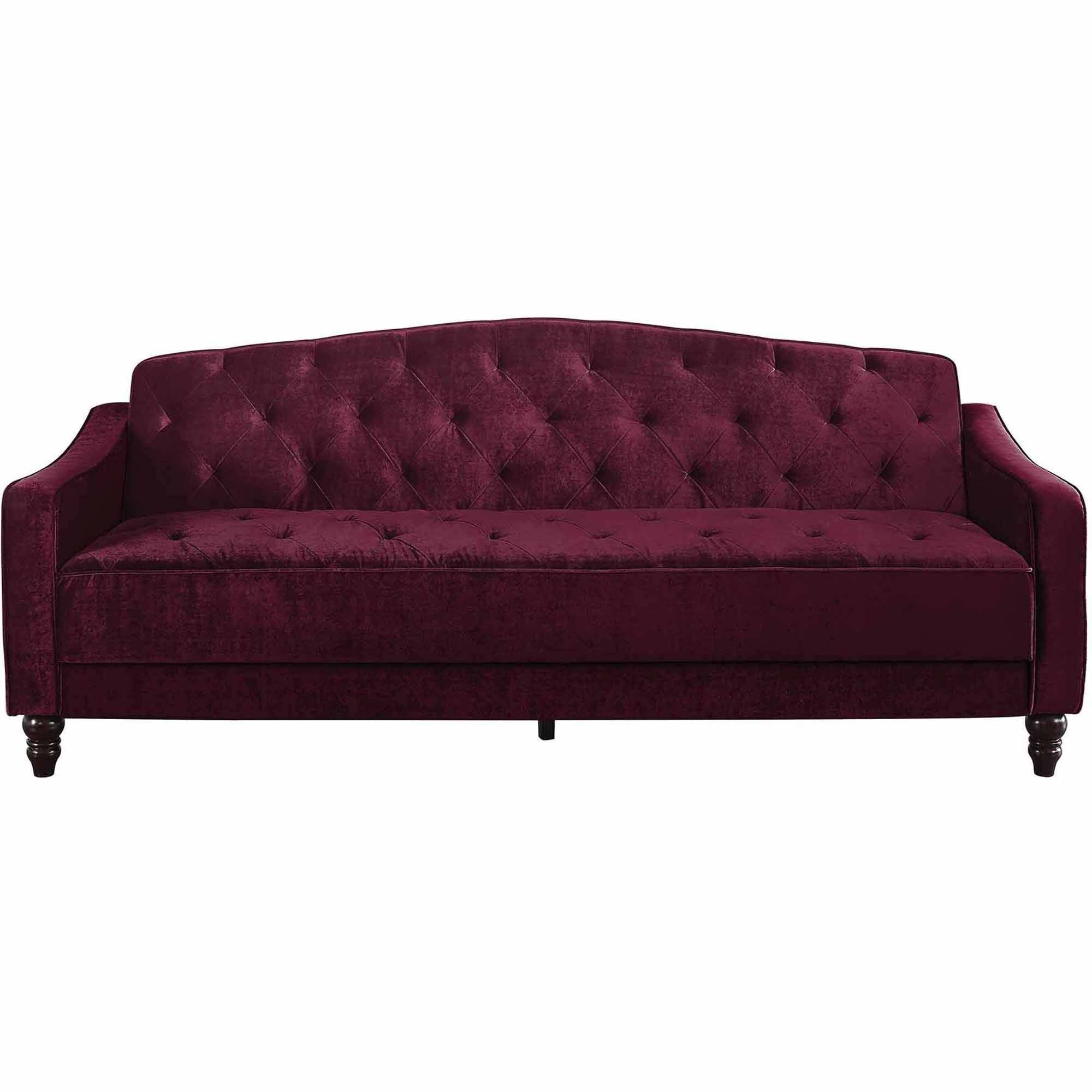 Novogratz Vintage Tufted Sofa Sleeper Ii, Multiple Colors Throughout Velvet Purple Sofas (View 6 of 30)