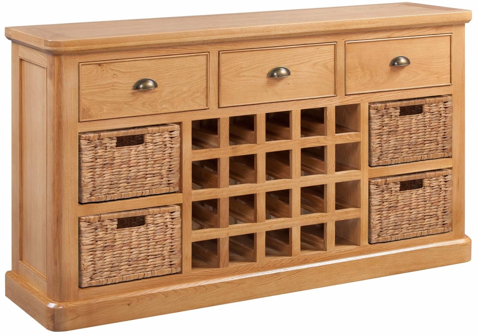 Oak Open Sideboard With Wine Rack – Oak Sideboards For The Kitchen Within Oak Sideboards With Wine Rack (View 13 of 30)