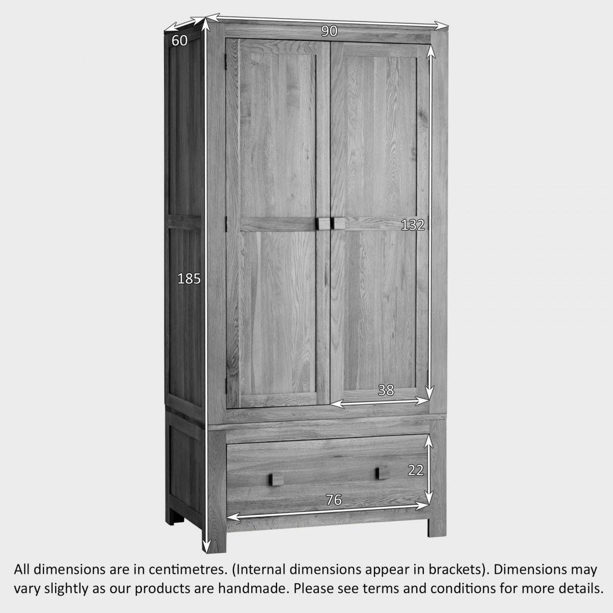 Oakdale Natural Solid Oak Double Wardrobe | Bedroom Furniture In White Double Wardrobes (View 12 of 15)
