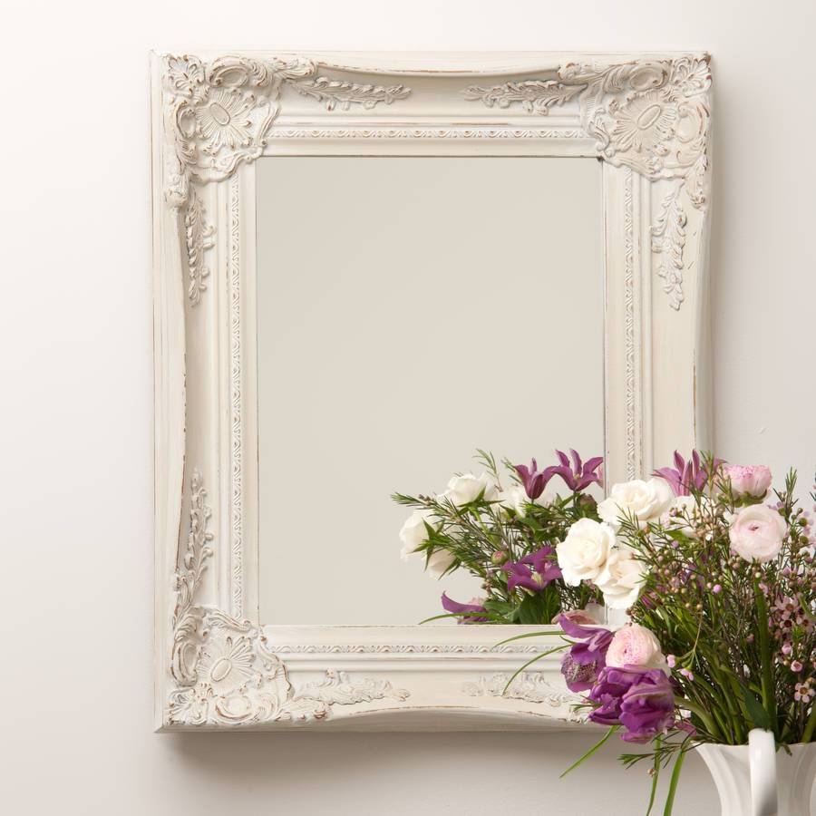 Ornate French Style White Distressed Mirrorhand Crafted With Ornate French Mirrors (Photo 1 of 25)