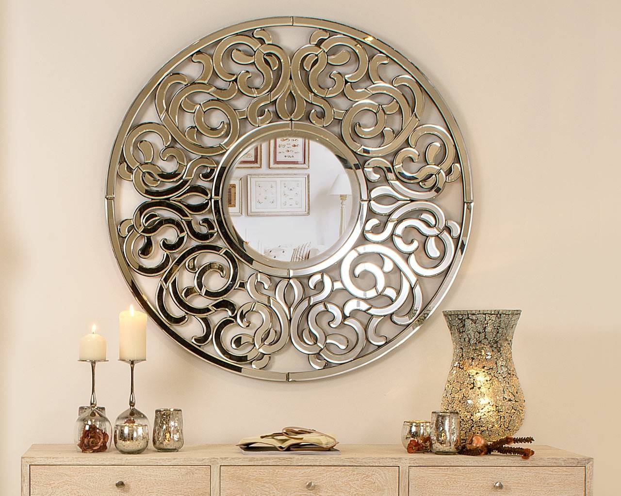 Ornate Round Mirror – Designer Wall Art – Puji Accessories Inside Ornate Round Mirrors (Photo 1 of 25)