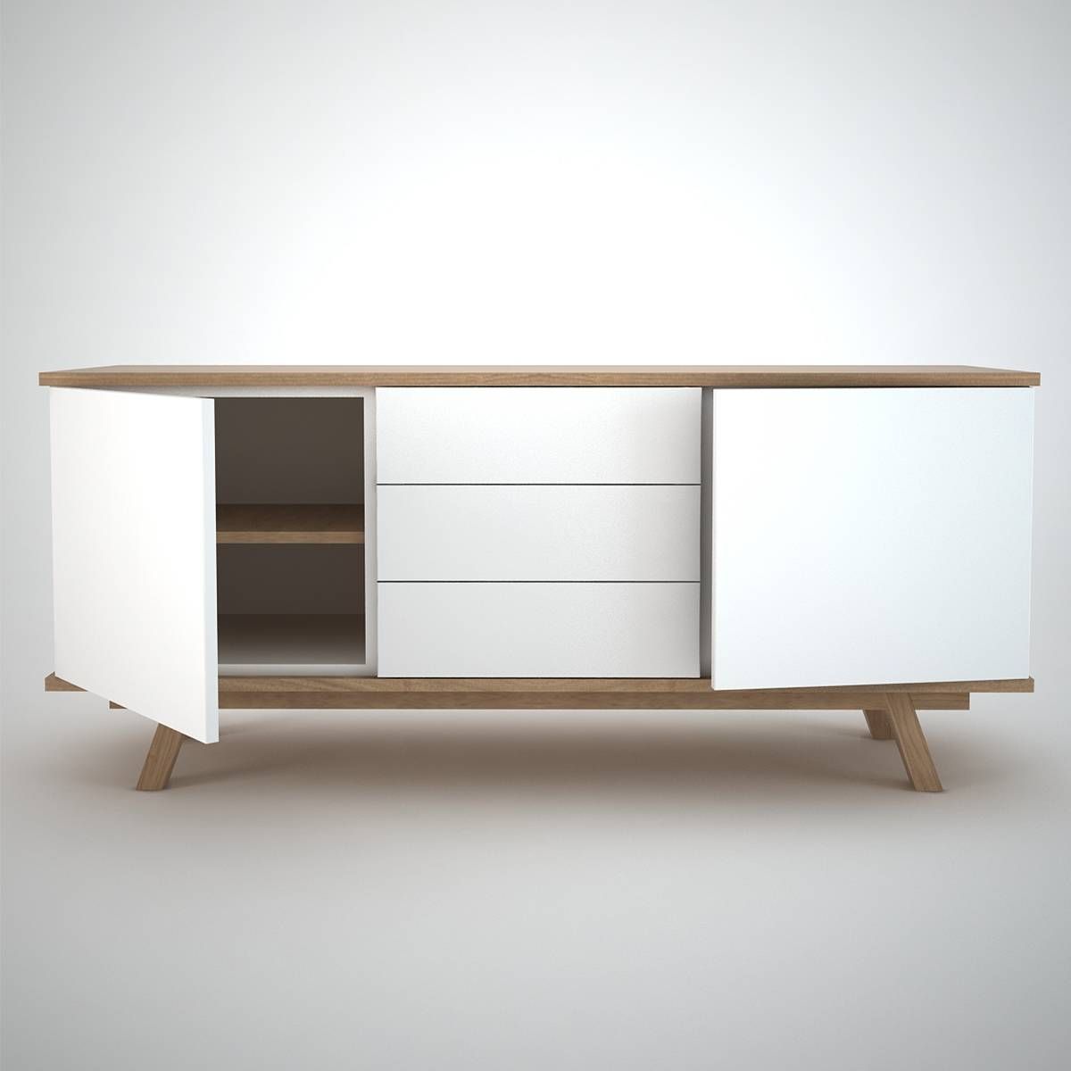 Ottawa Sideboard (2+3) White – Join Furniture With Regard To White And Wood Sideboards (Photo 1 of 30)