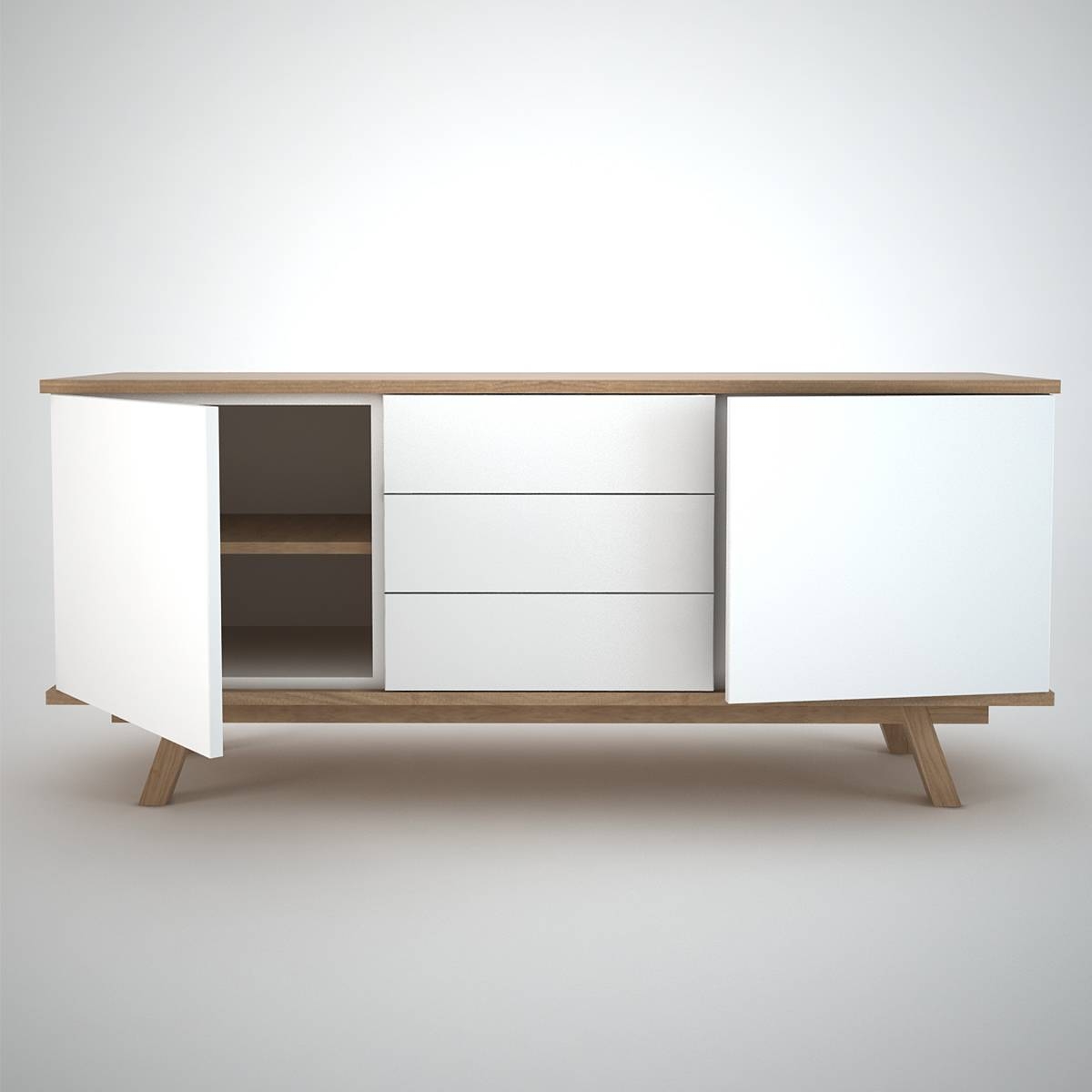 Ottawa Sideboard (2+3) White – Join Furniture With Regard To White And Wood Sideboards (Photo 1 of 30)