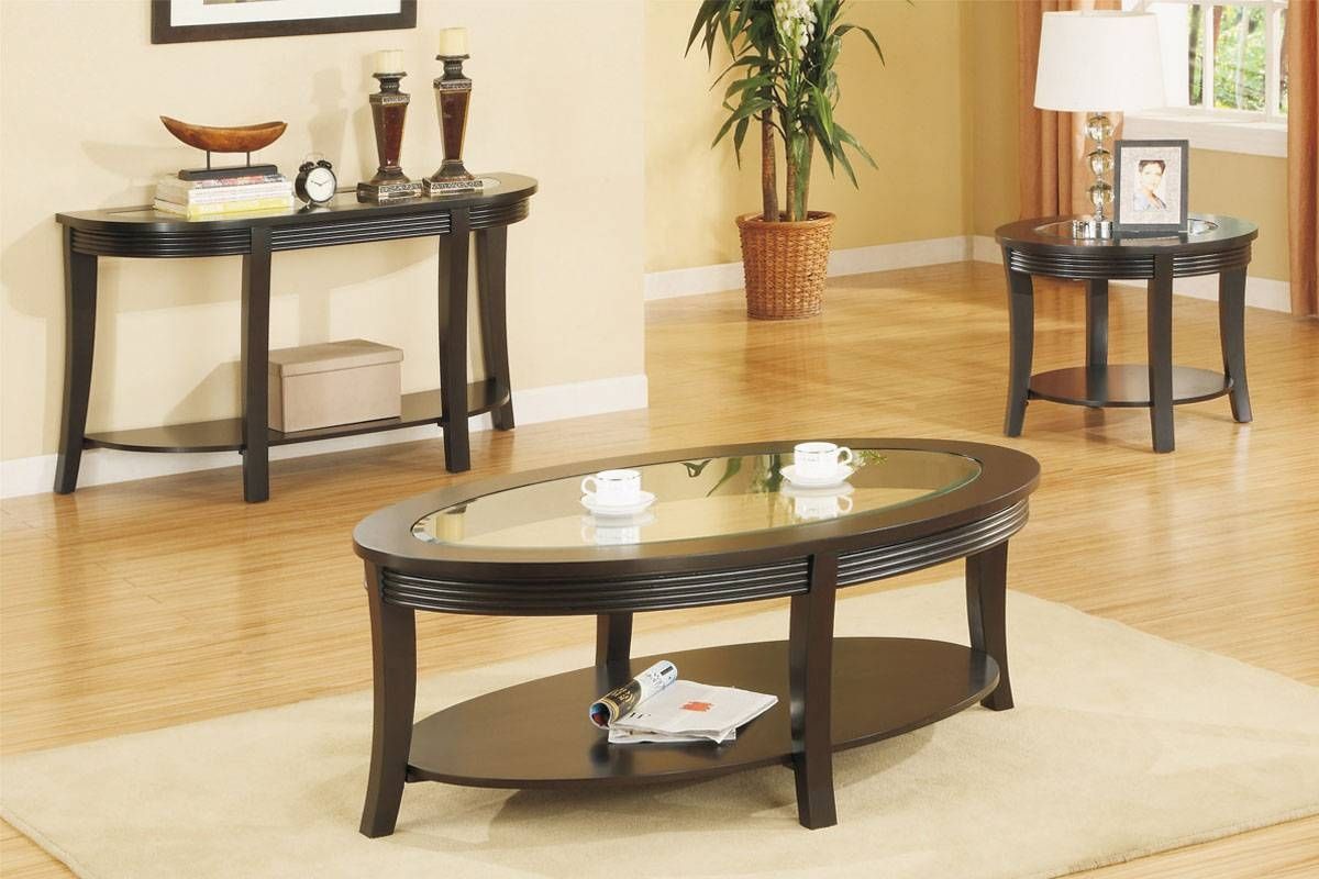 Oval Coffee Table Set, Matching Console And End Tables Inside Coffee Table With Matching End Tables (View 1 of 30)