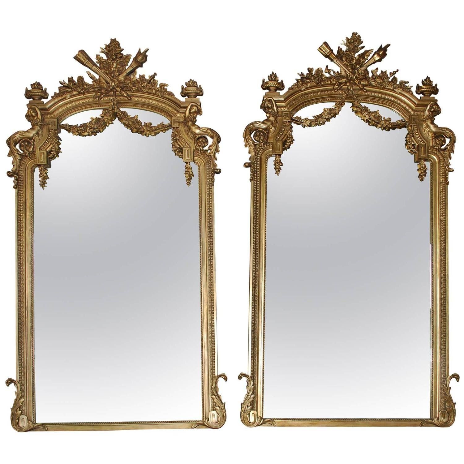 Pair Of 19th Century Large Gold Gilded Mirror At 1stdibs With Gilded Mirrors (Photo 19 of 25)