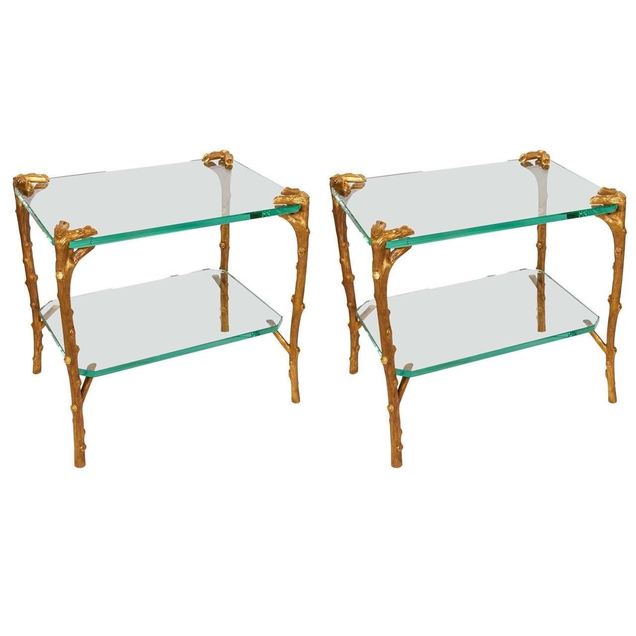 Pair Of Art Deco Bronze And Glass Side Tables Or Coffee Tables With Bronze And Glass Coffee Tables (Photo 6 of 30)