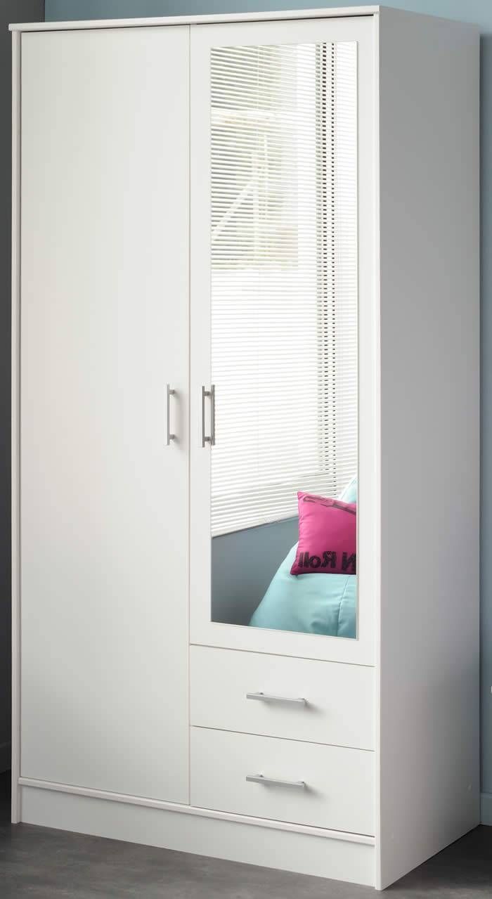 Parisot Infinity Double Wardrobe In White With Mirror In Cheap Wardrobes With Mirror (View 15 of 15)