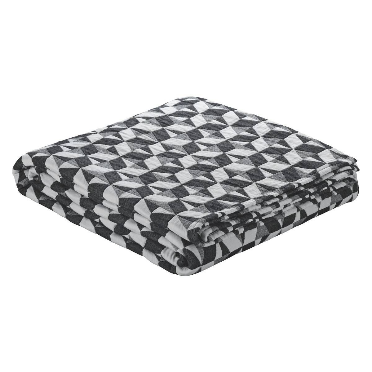 Paulista Black And White Quilted Cotton Throw 150x200cm | Buy Now With Regard To Grey Throws For Sofas (View 23 of 30)
