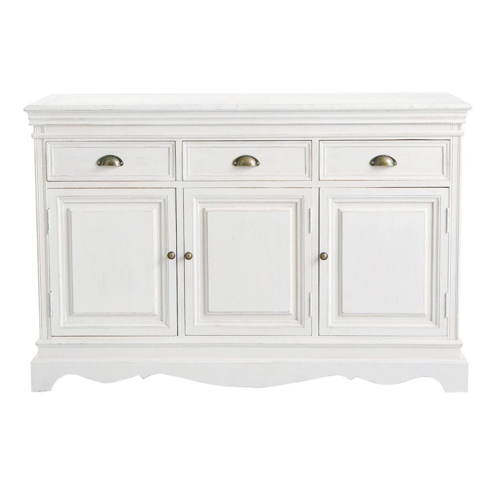 Paulownia Sideboard In White Joséphine | Maisons Du Monde With Regard To White Wooden Sideboards (Photo 8 of 30)