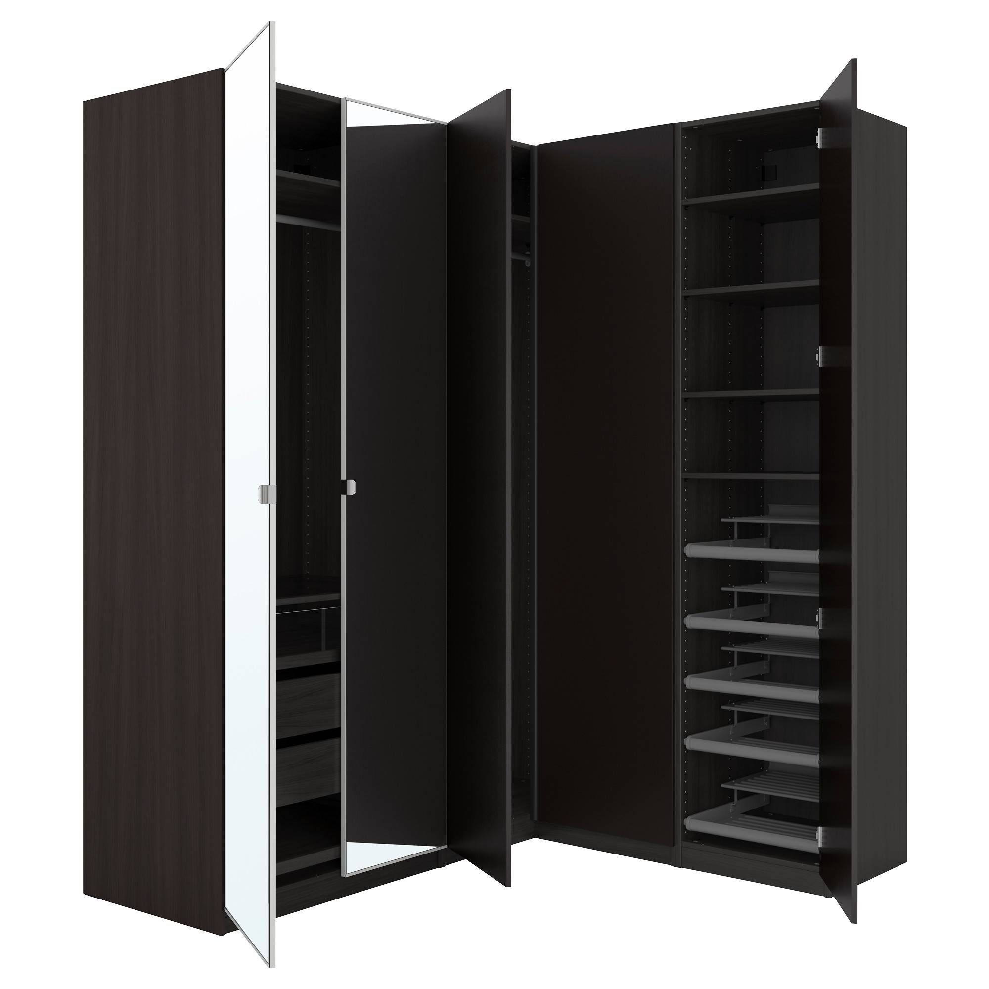 Pax Corner Wardrobe Black Brown/nexus Vikedal 210/160x236 Cm – Ikea Inside Black Corner Wardrobes (Photo 4 of 15)