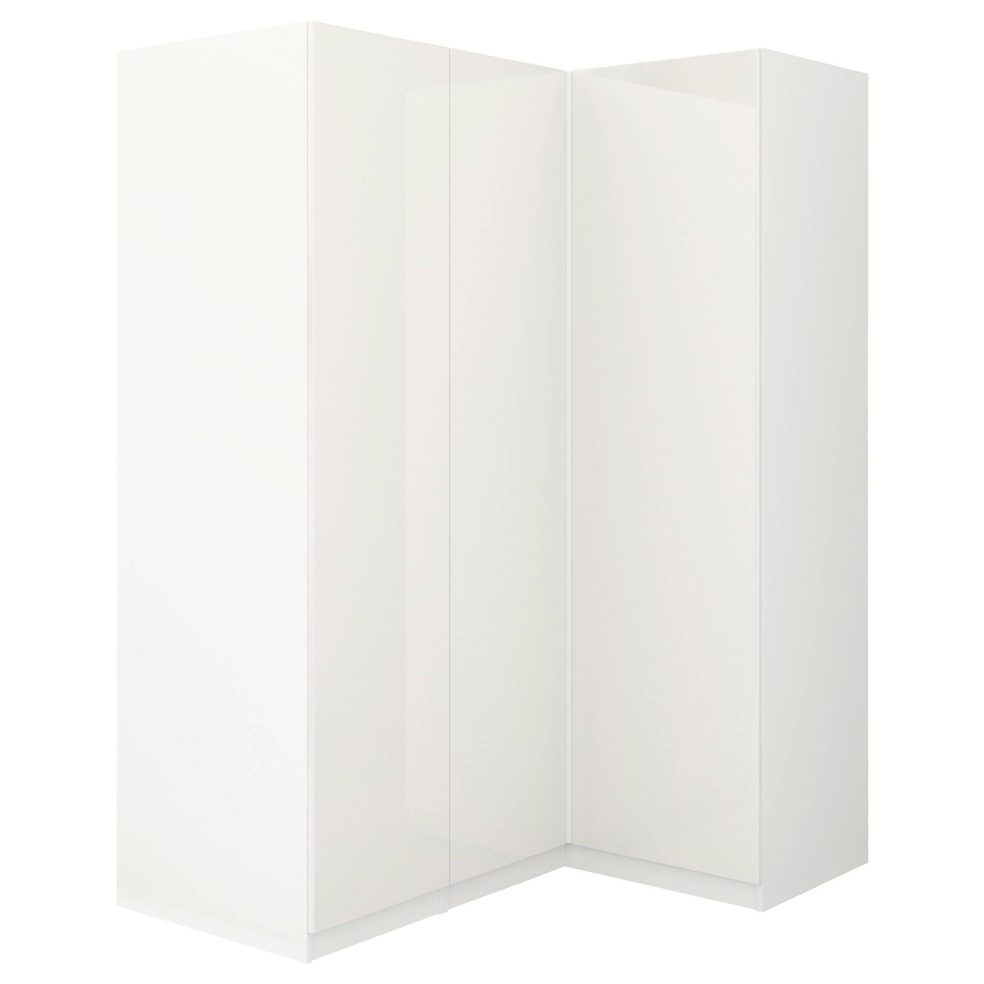 Pax Corner Wardrobe White/fardal High Gloss/white 160/111x201 Cm In White Gloss Corner Wardrobes (View 12 of 15)