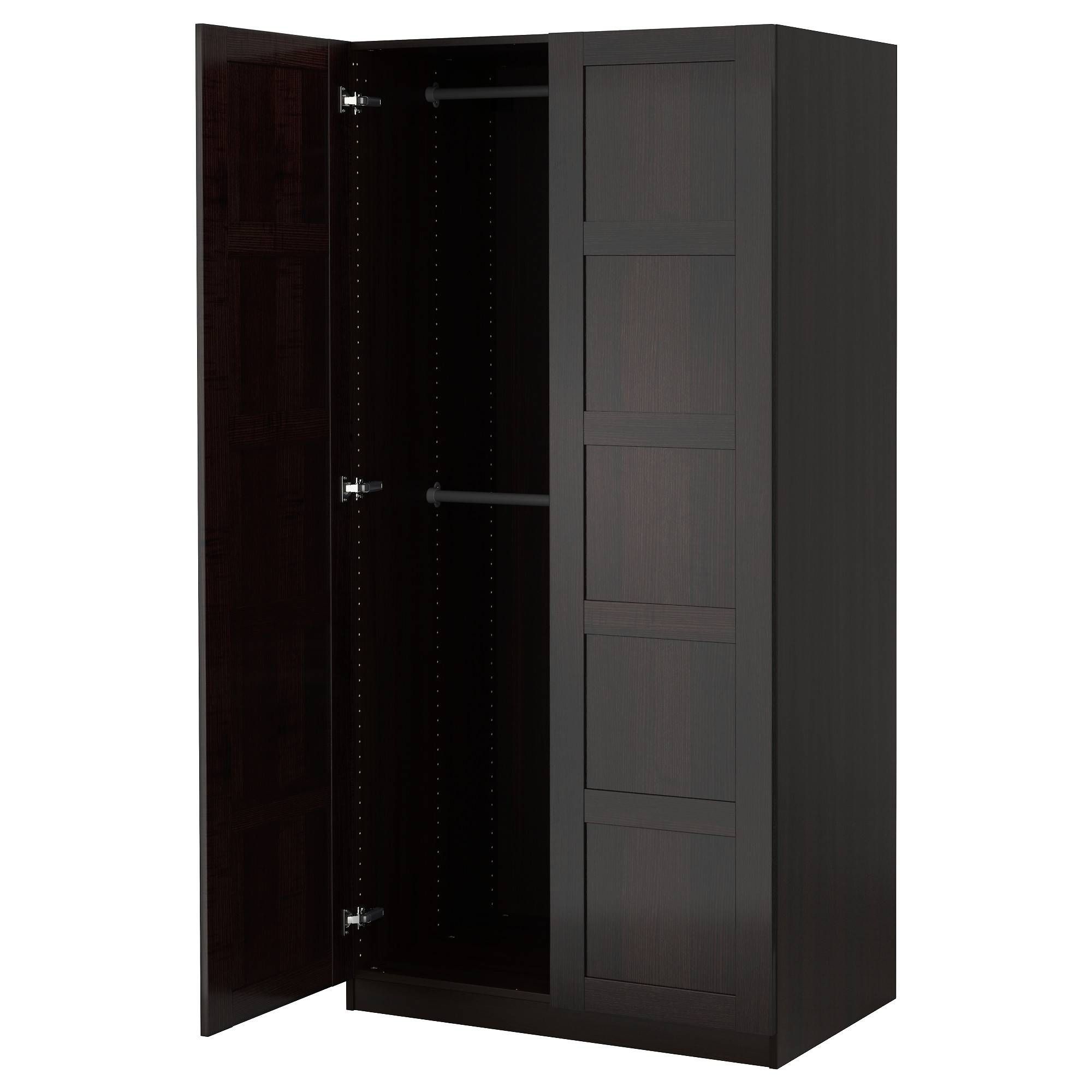 Pax Wardrobe Black Brown/bergsbo Black Brown 100x60x201 Cm – Ikea For Dark Wood Wardrobes Ikea (View 12 of 30)