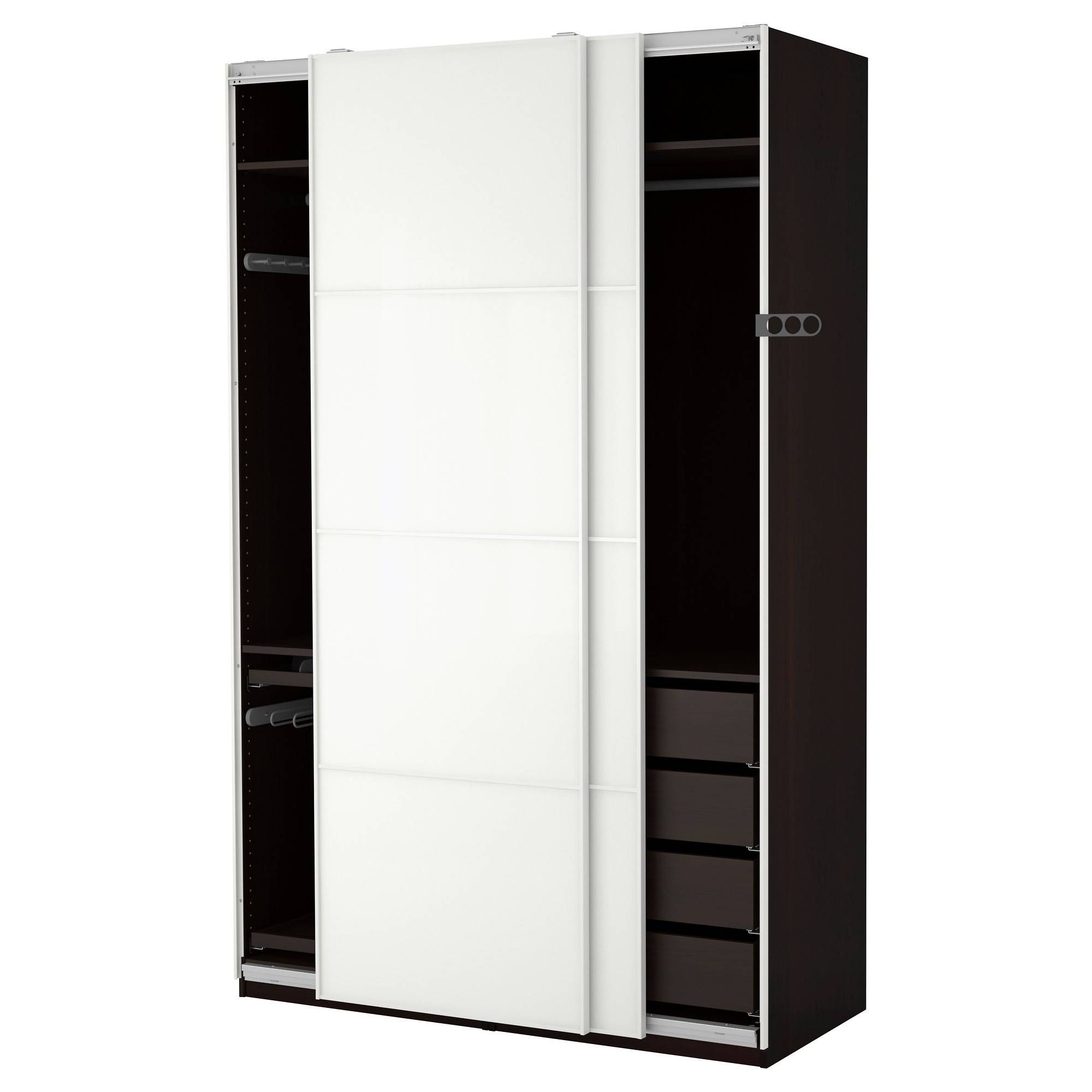 Pax Wardrobe Black Brown/färvik White Glass 150x66x236 Cm – Ikea In Black Glass Wardrobes (View 15 of 15)