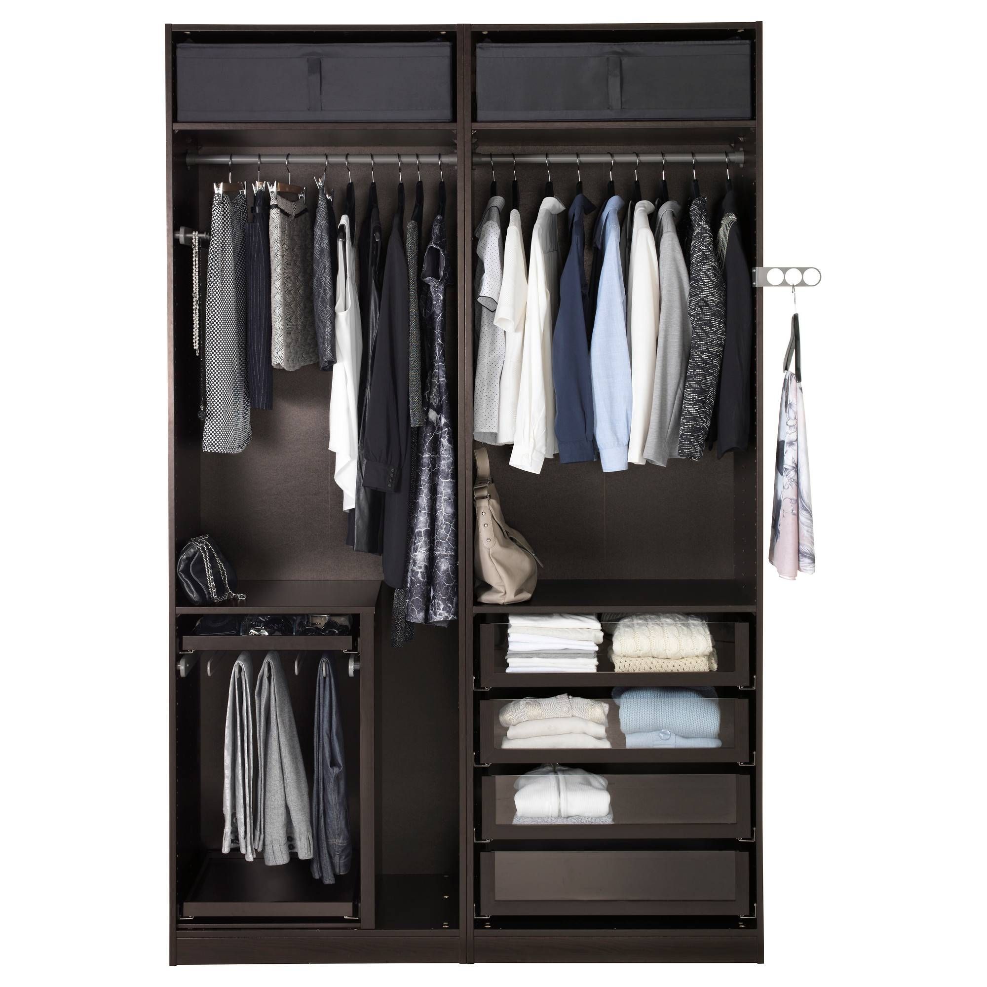 Pax Wardrobe Black Brown/uggdal Grey Glass 150x66x236 Cm – Ikea Within Brown Wardrobes (View 7 of 15)