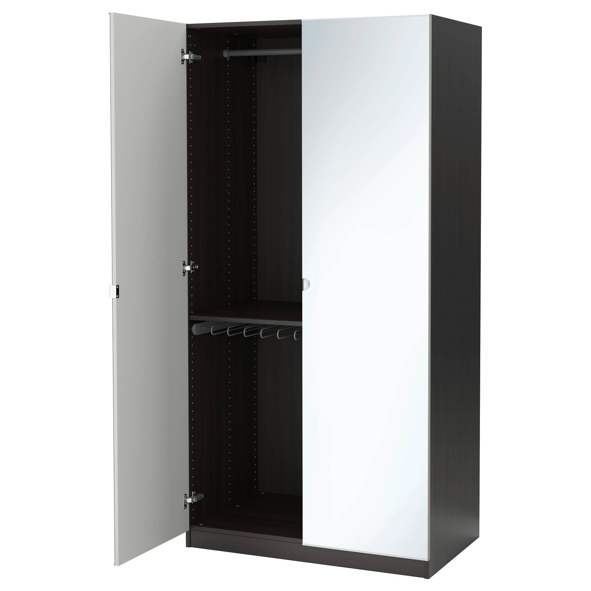 Pax Wardrobe Black Brown/vikedal Mirror Glass 100x60x201 Cm – Ikea Within One Door Wardrobes With Mirror (View 4 of 15)