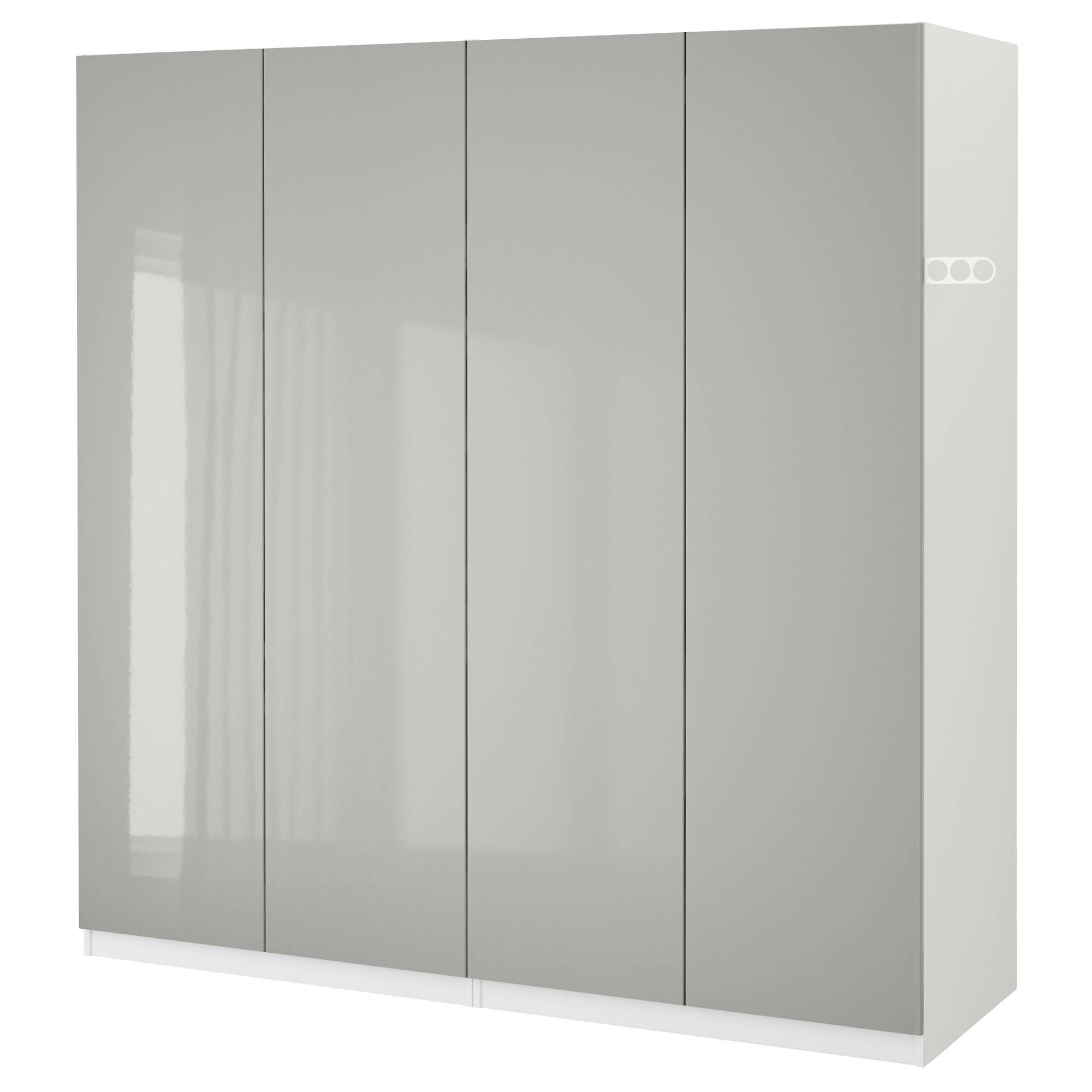 Pax Wardrobe White/fardal High Gloss Light Grey 200x60x201 Cm – Ikea Throughout White High Gloss Wardrobes (View 5 of 15)