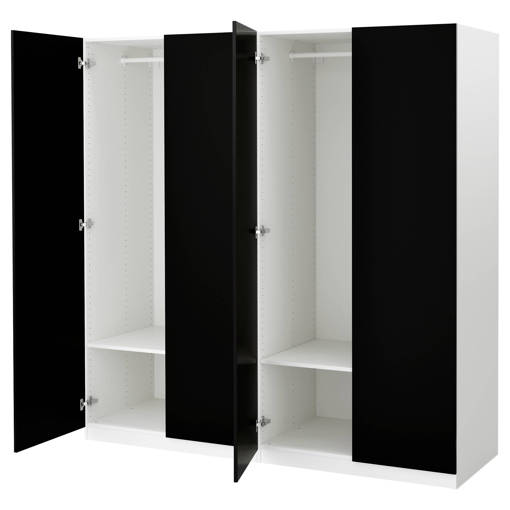 Pax Wardrobe White/tanem Black 200x60x201 Cm – Ikea With Regard To Black Wardrobes (View 7 of 15)