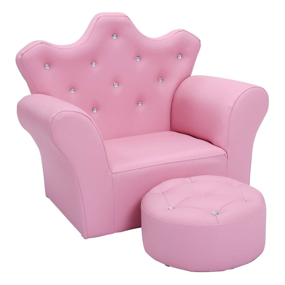 Pink Kids Sofa Armrest Couch With Ottoman – Sofas – Furniture Intended For Sofa Chair With Ottoman (View 10 of 30)