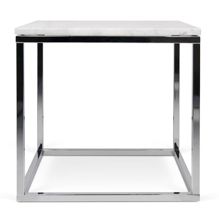 Prairie End Table | White Marble Top | Chrome Legs, Tema Home Throughout Coffee Tables With Chrome Legs (View 27 of 30)