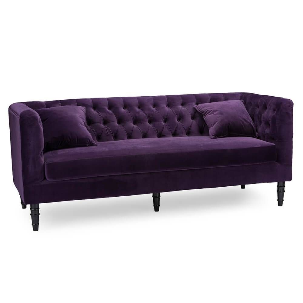 Purple Velvet Tufted Sofa | Modern Furniture • Brickell Collection Regarding Velvet Purple Sofas (View 21 of 30)