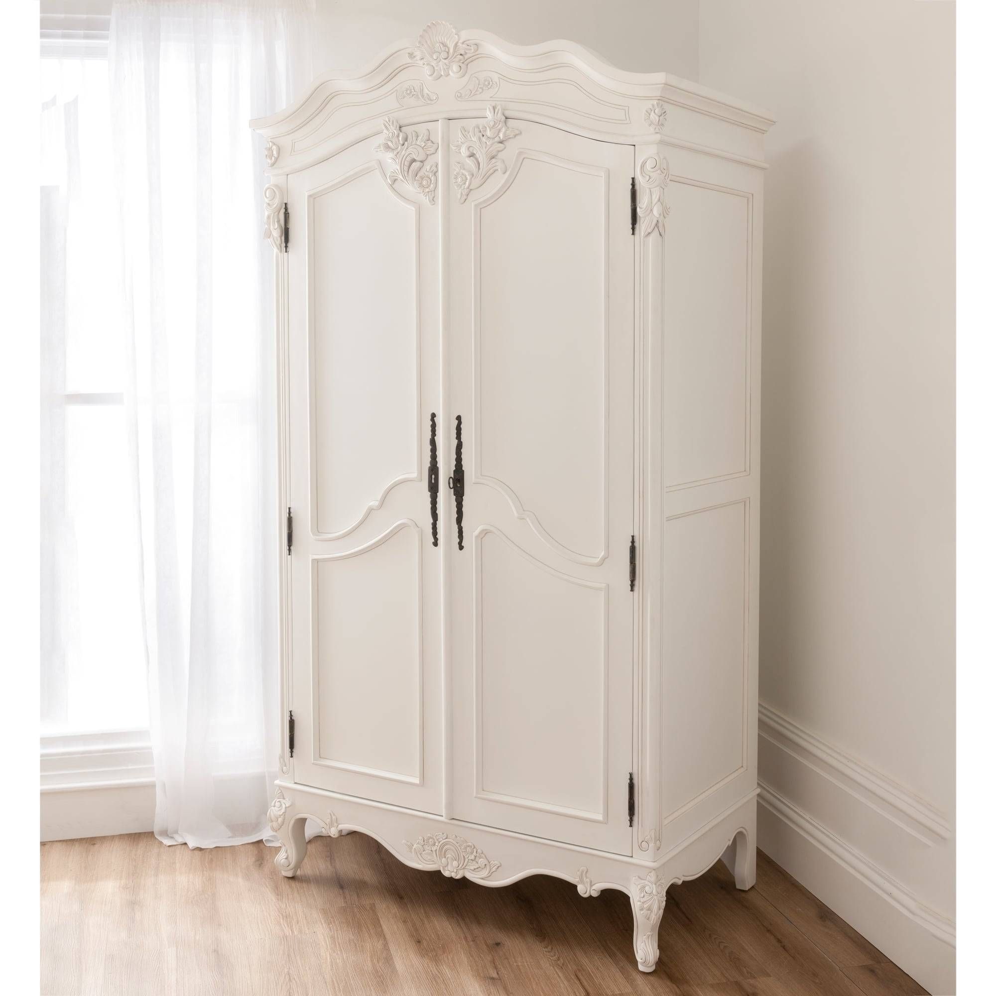 Rattan Antique French Style Wardrobe | Shabby Chic Bedroom Intended For French Style White Wardrobes (View 2 of 15)