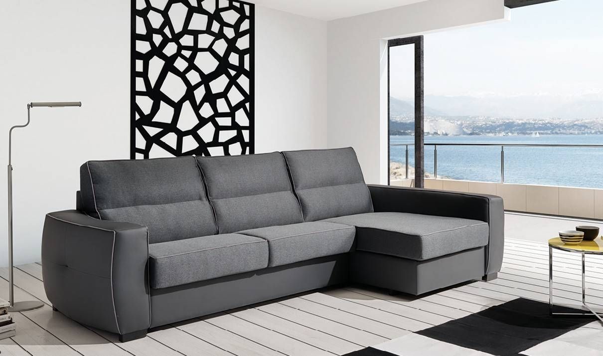 Ray Fabric Sectional Sofa W/sleeper In Grey | Free Shipping | Get For Fabric Sectional Sofa (View 24 of 30)