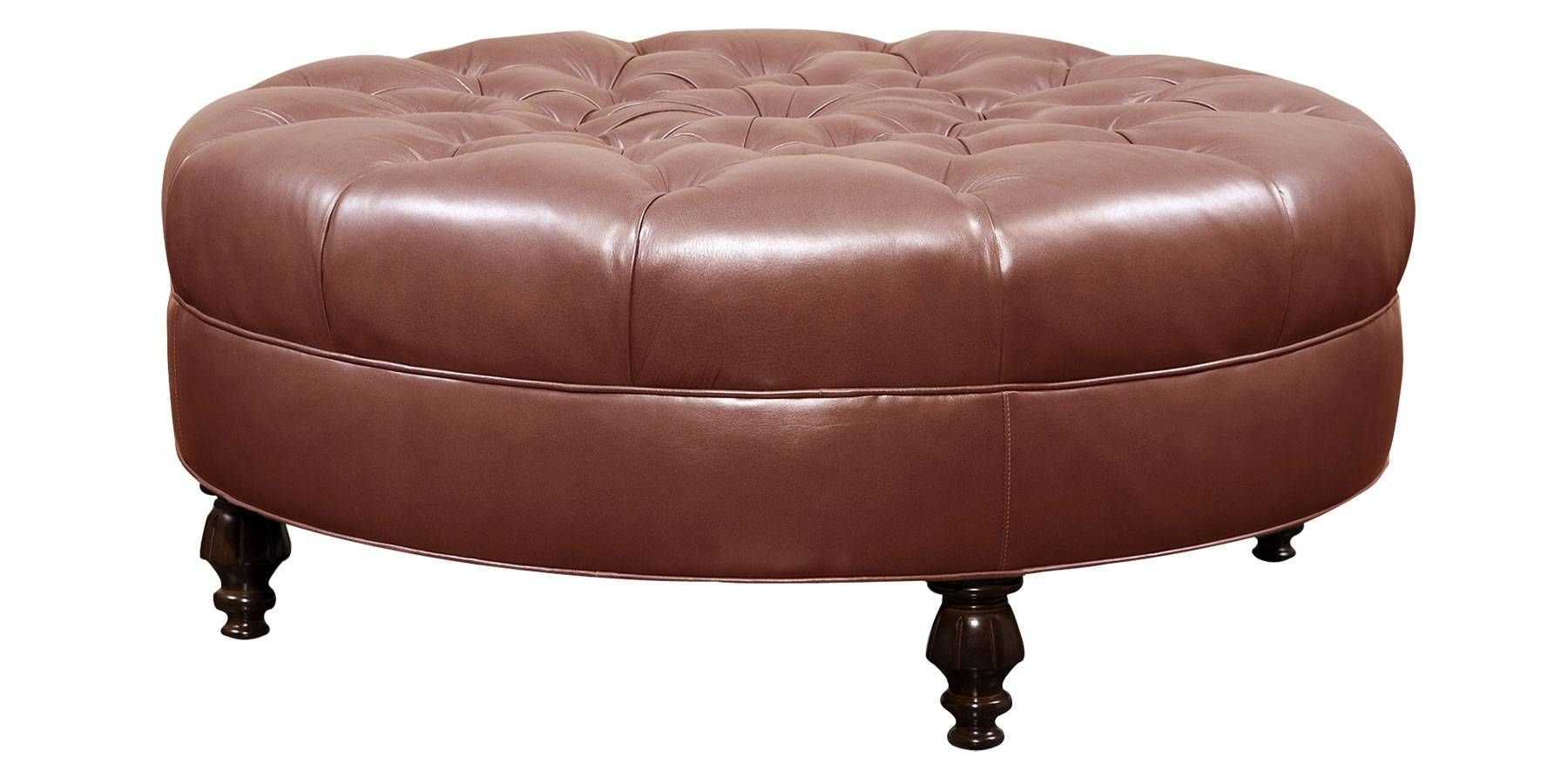 Red Round Leather Ottoman Coffee Table | Coffee Tables Decoration For Brown Leather Ottoman Coffee Tables (View 23 of 30)